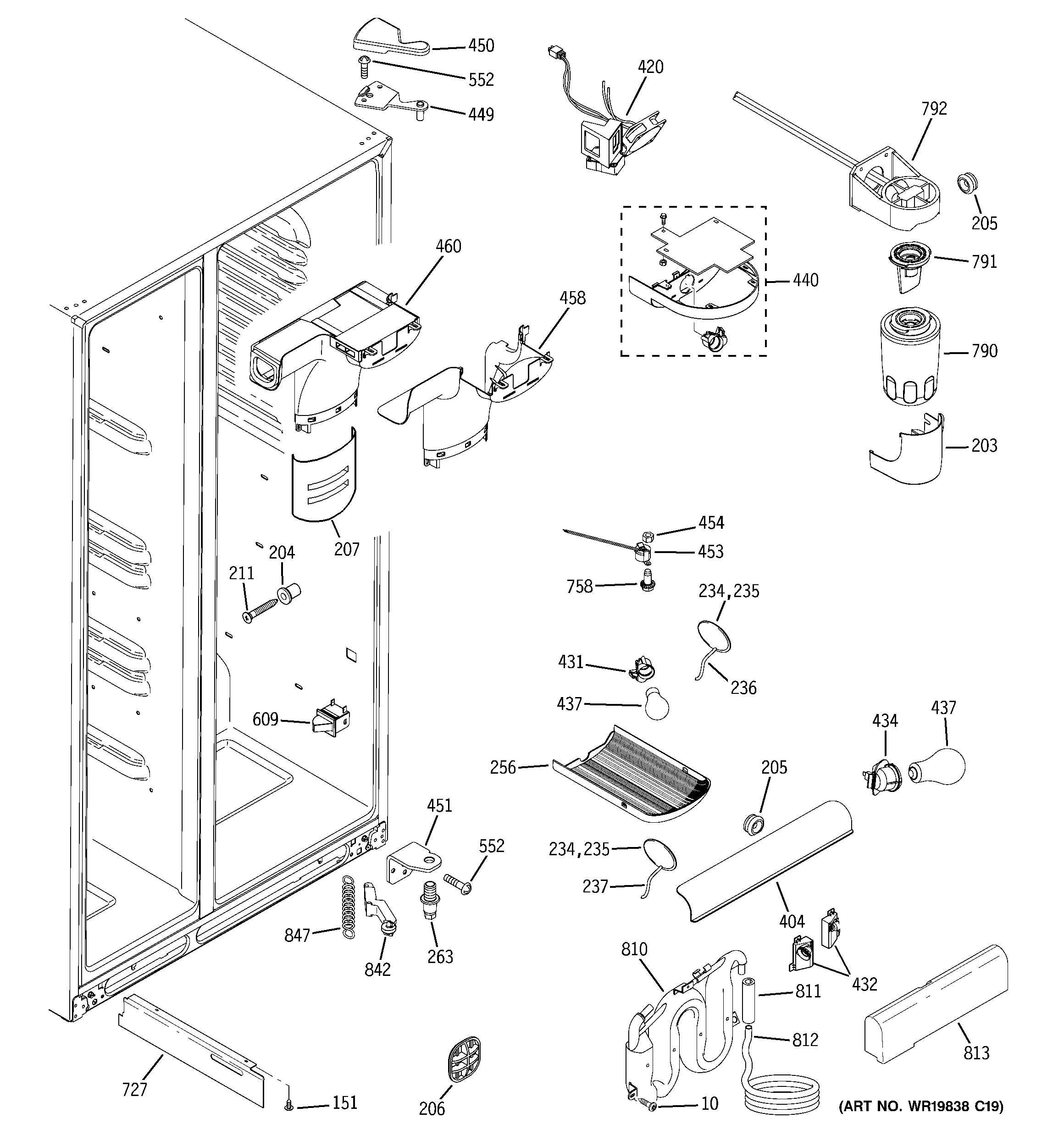 GE GSS23QSWKSS fresh food section diagram