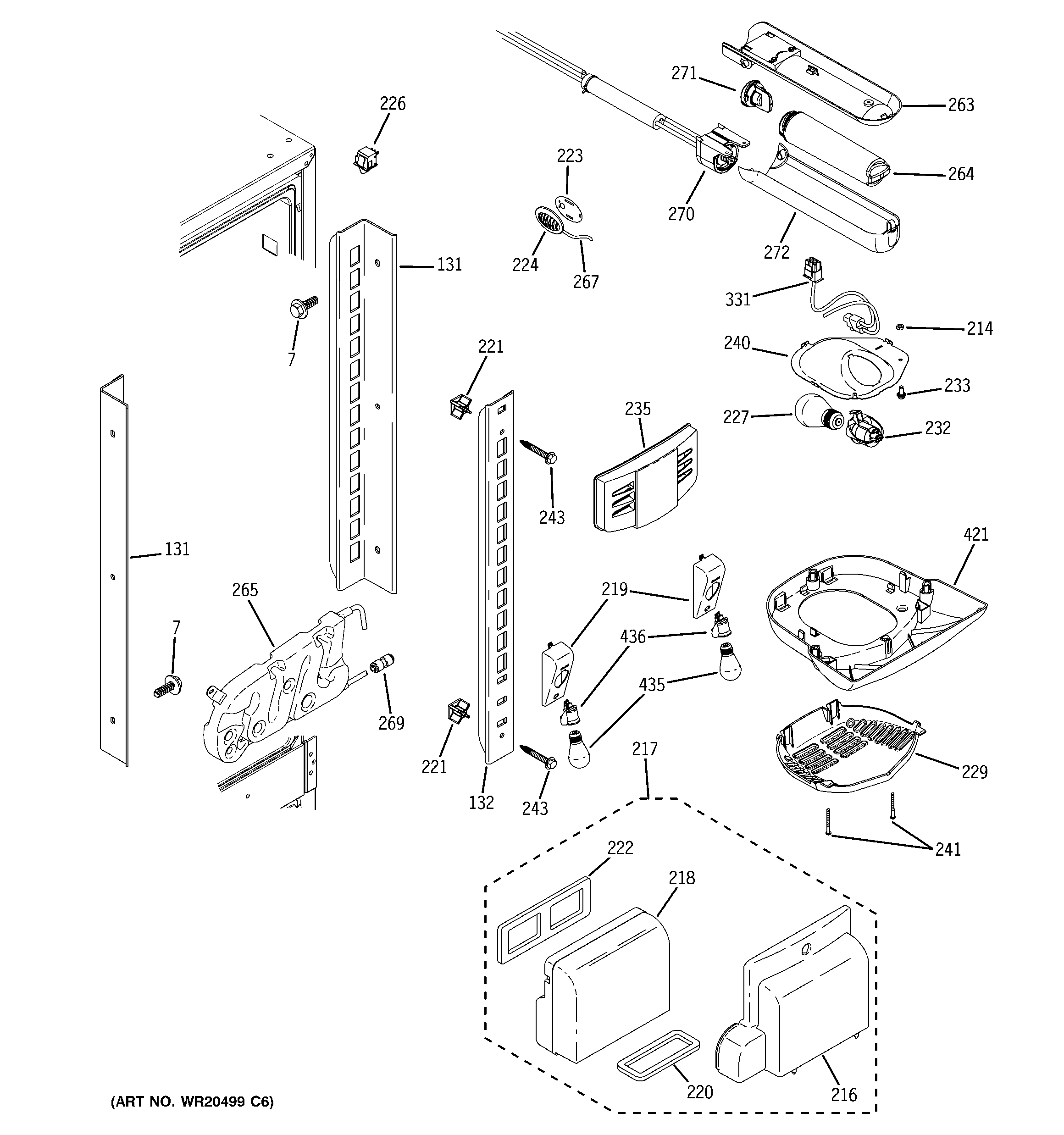 GE PFSF2MJXABB fresh food section diagram