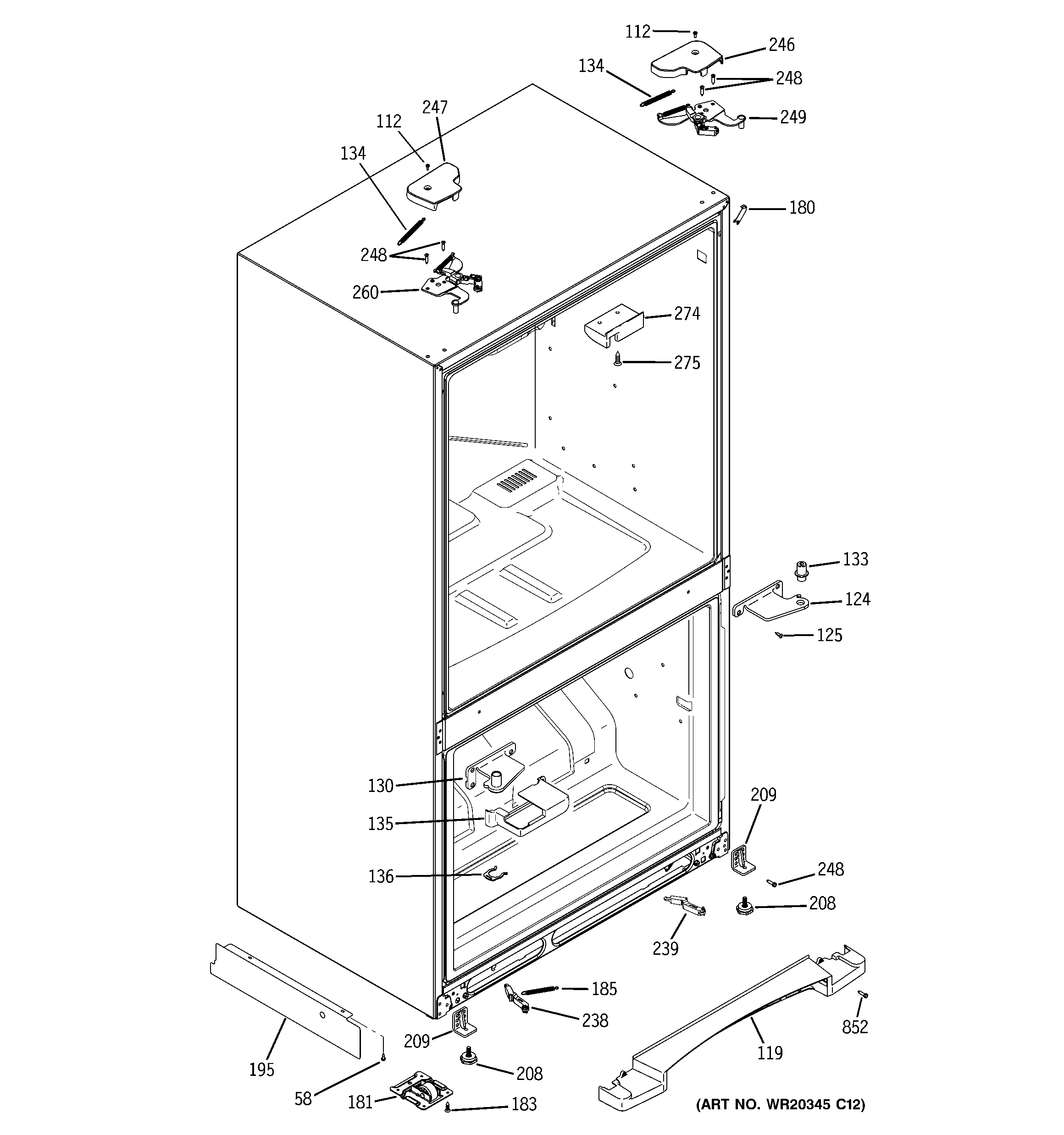 GE PFSF2MJXABB case parts diagram