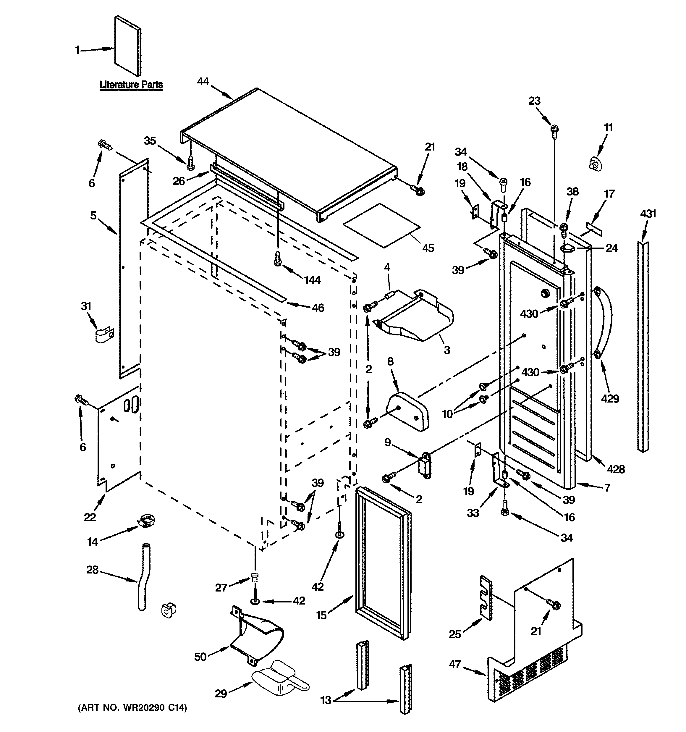 GE ZDIS150WSSB cabinet, liner & door parts diagram