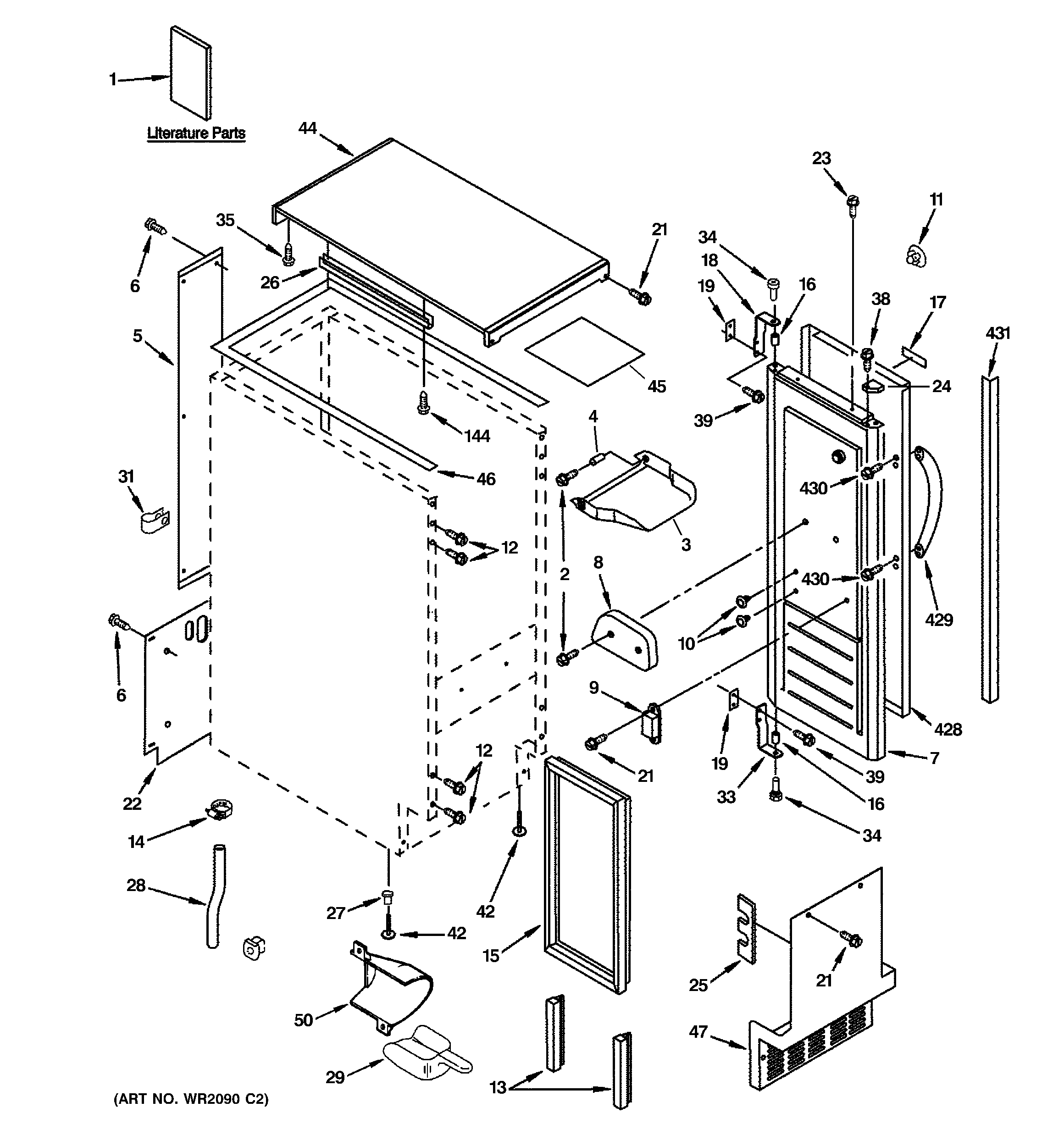 GE ZDIS150WSSC cabinet, liner & door parts diagram