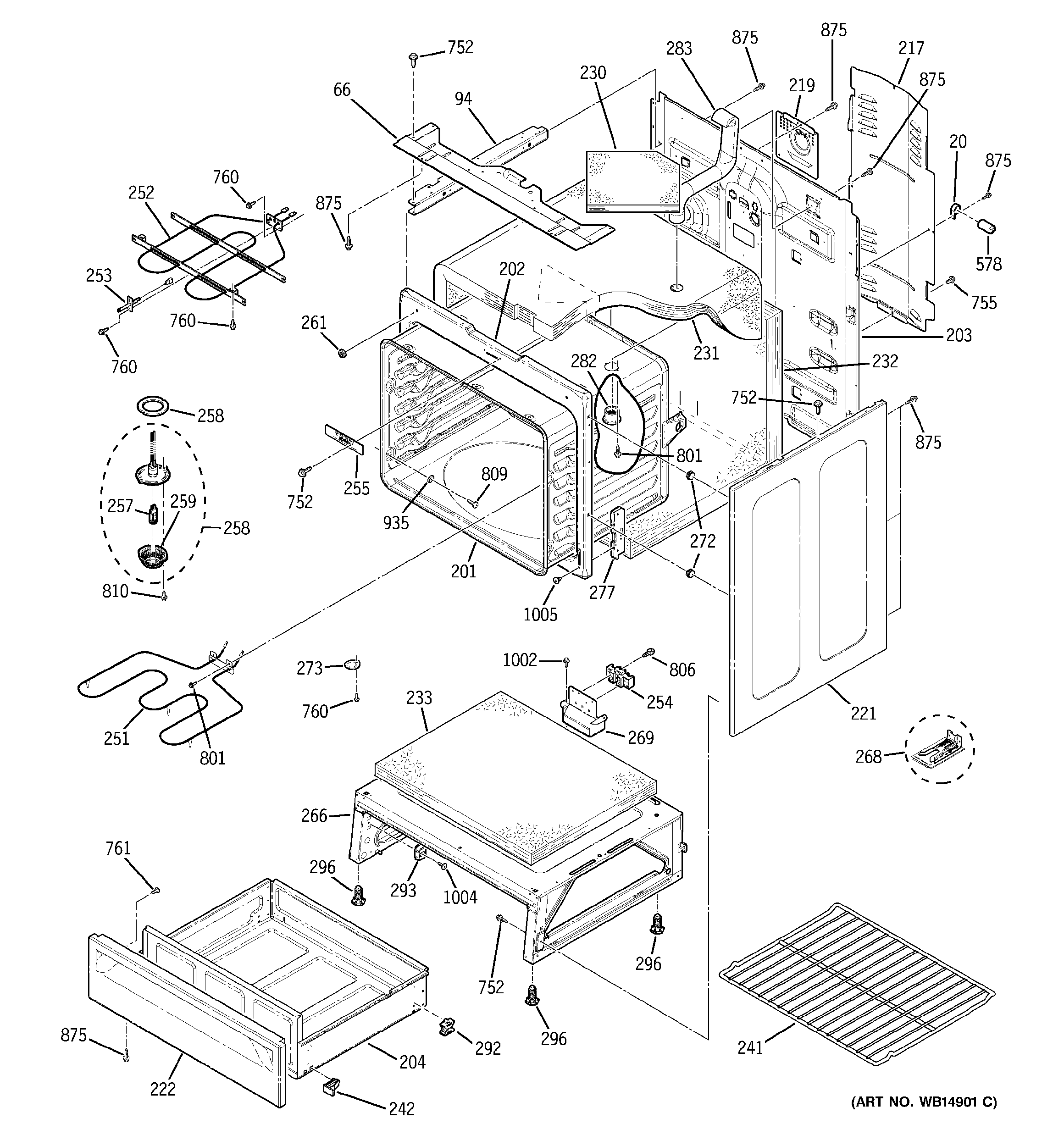 GE JB670DP1BB body parts diagram