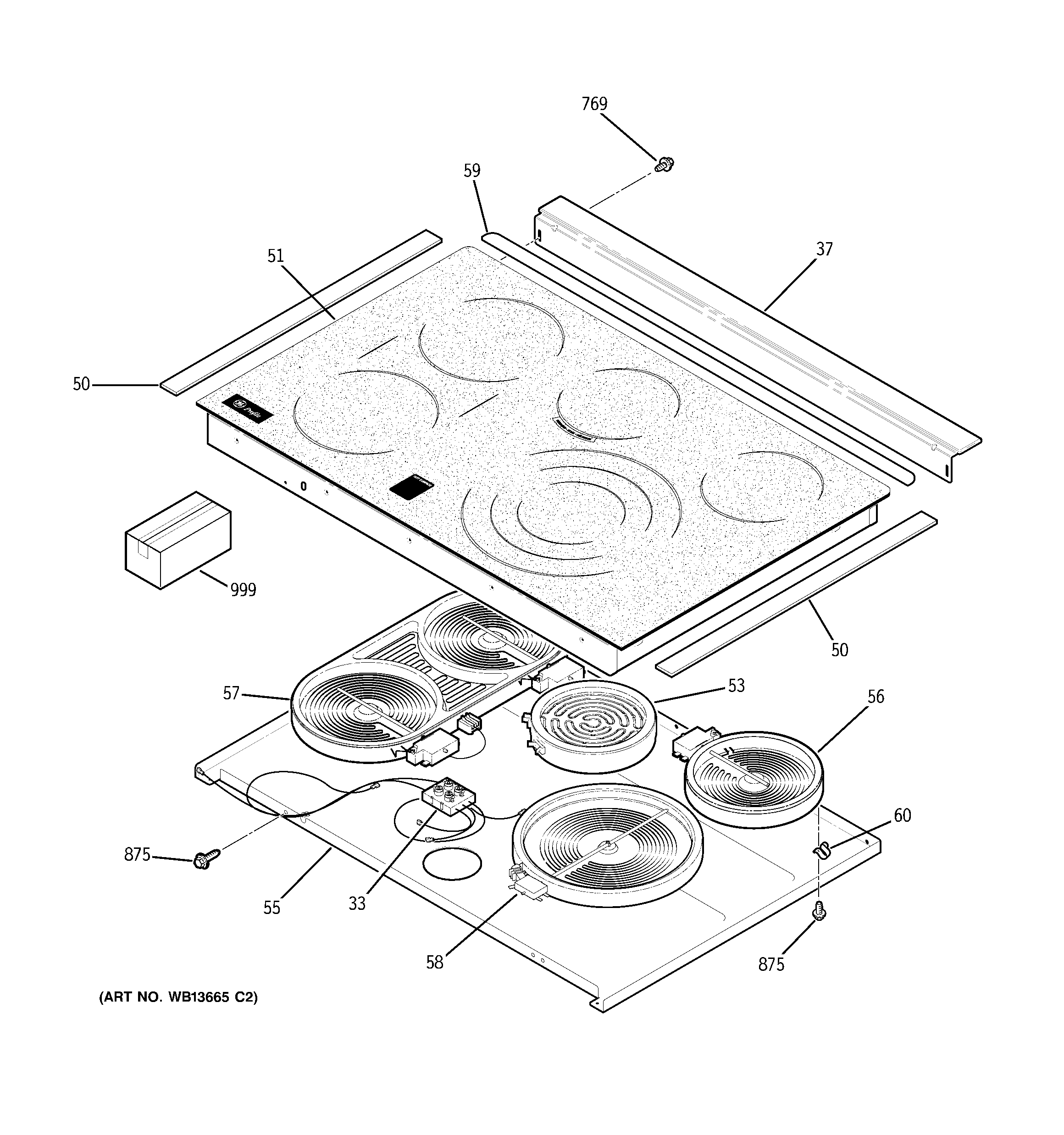 GE JCS968BK4BB cooktop diagram