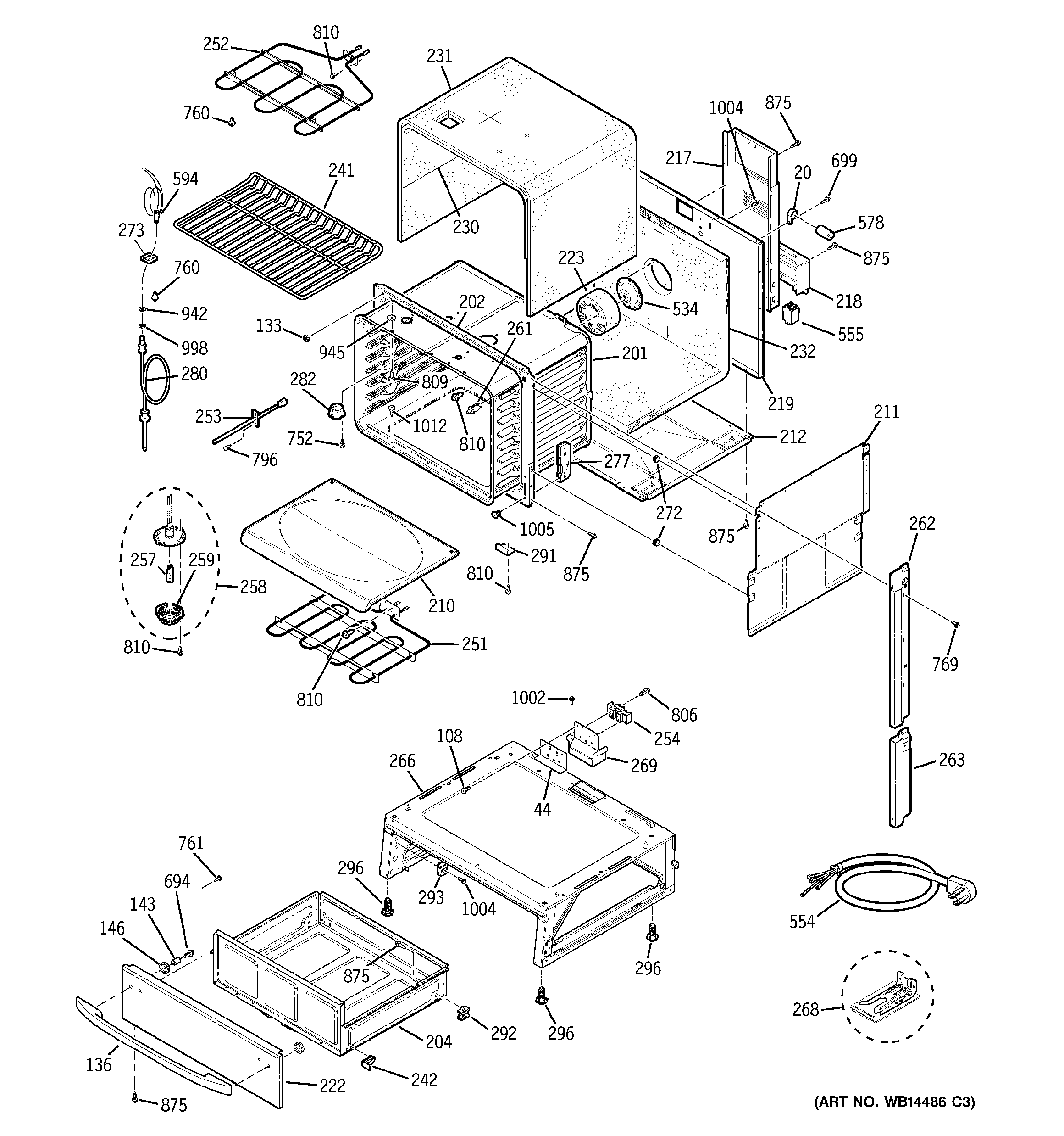 GE JCS968BK4BB body parts diagram