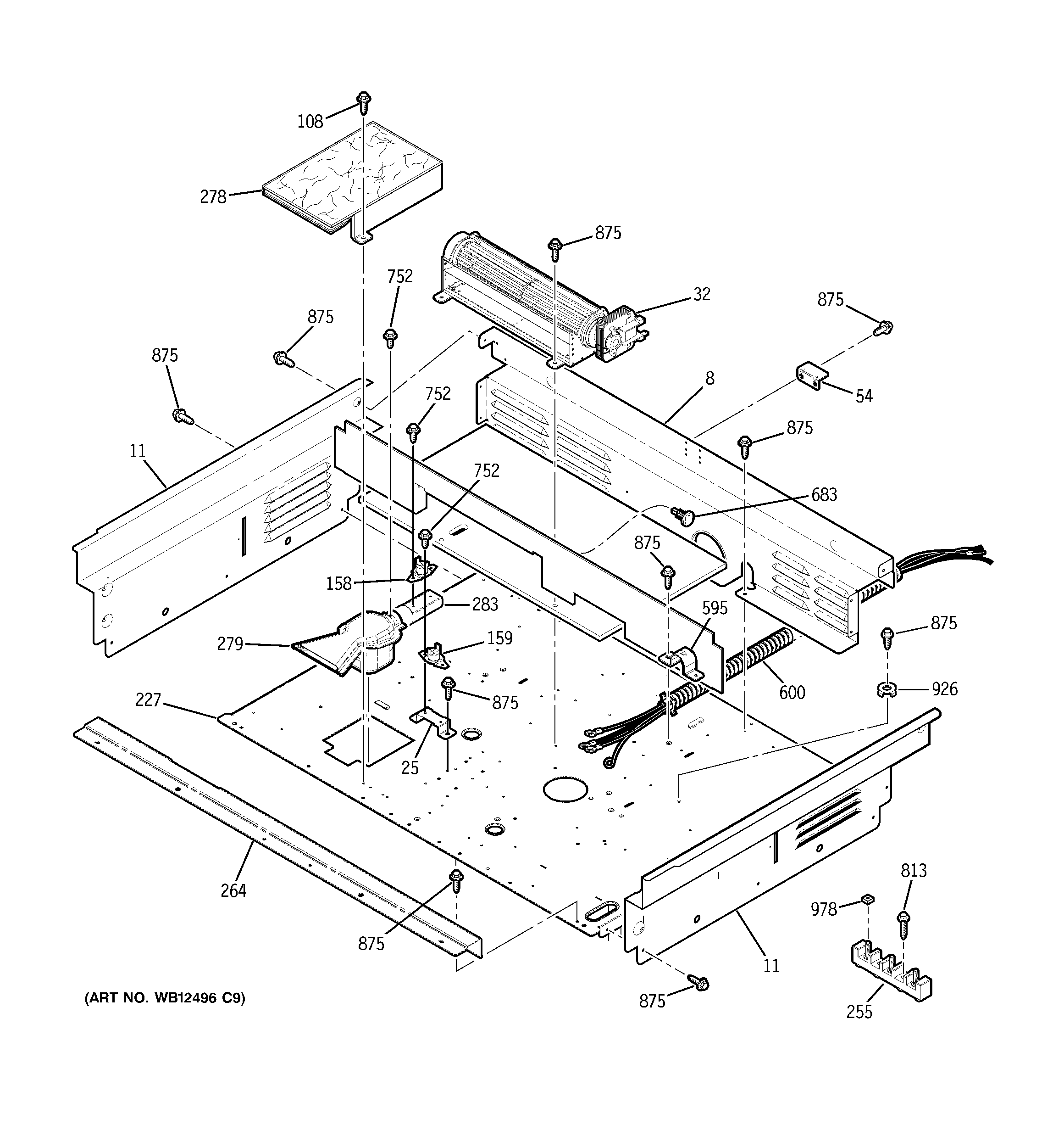 GE JD968SK5SS cooling fan diagram
