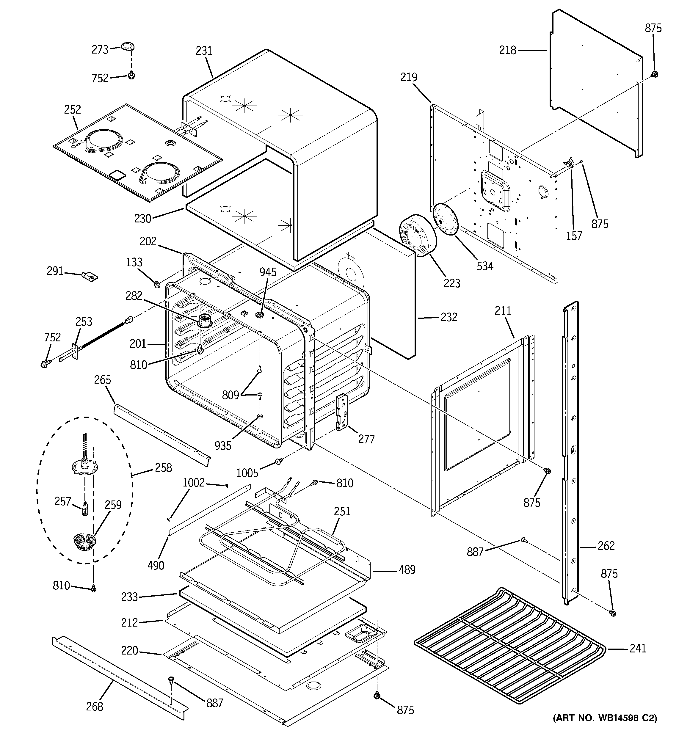 GE JTP75DP1WW lower oven diagram