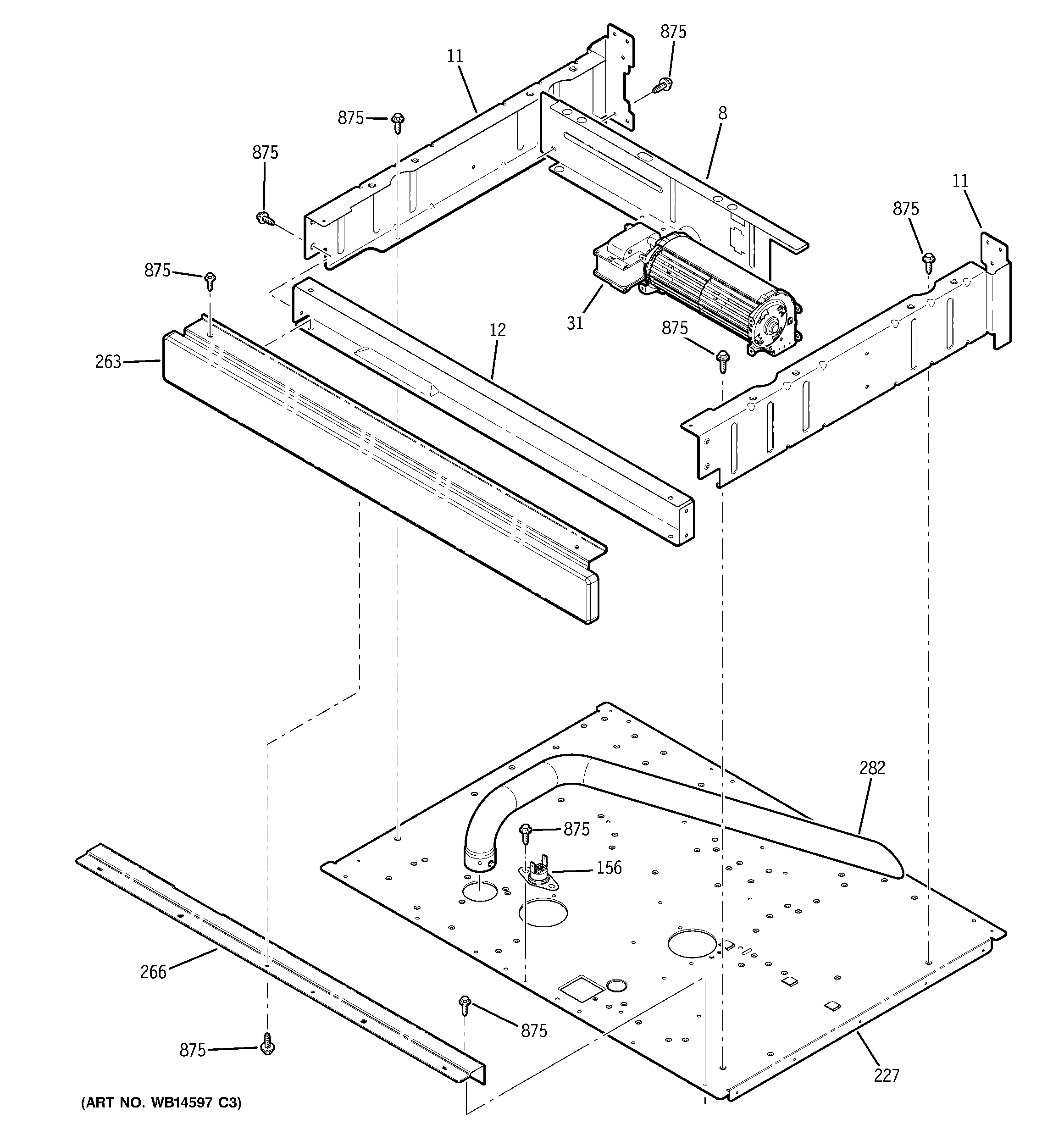 GE PT956CM2CC center spacer diagram