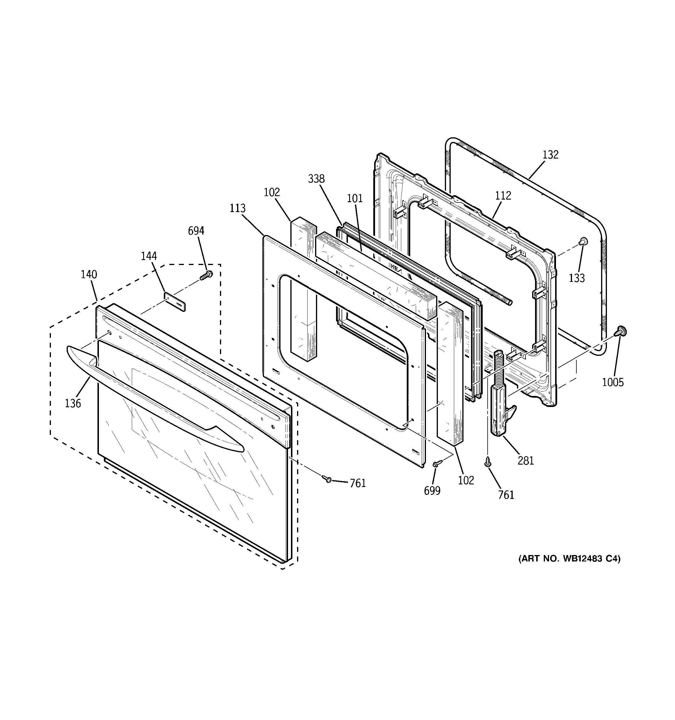 GE PT956CM2CC door diagram