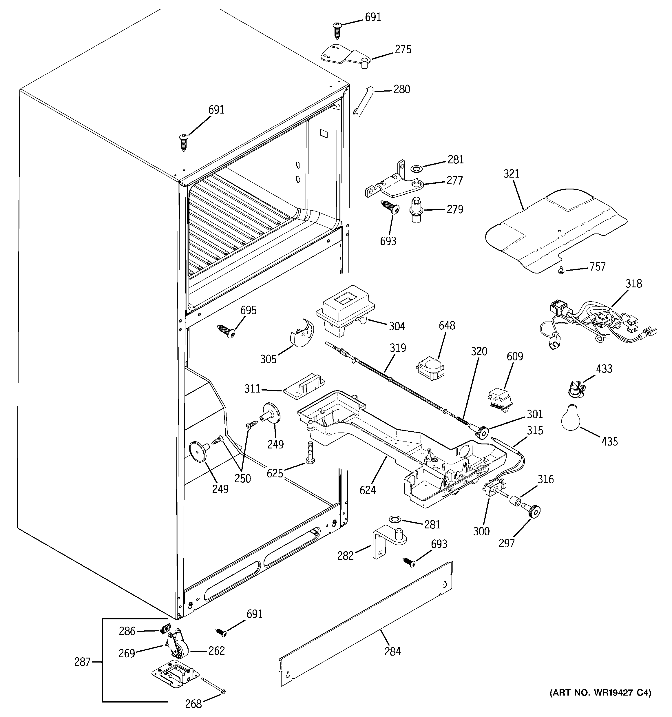 GE GTH18DBRALWW fresh food section diagram