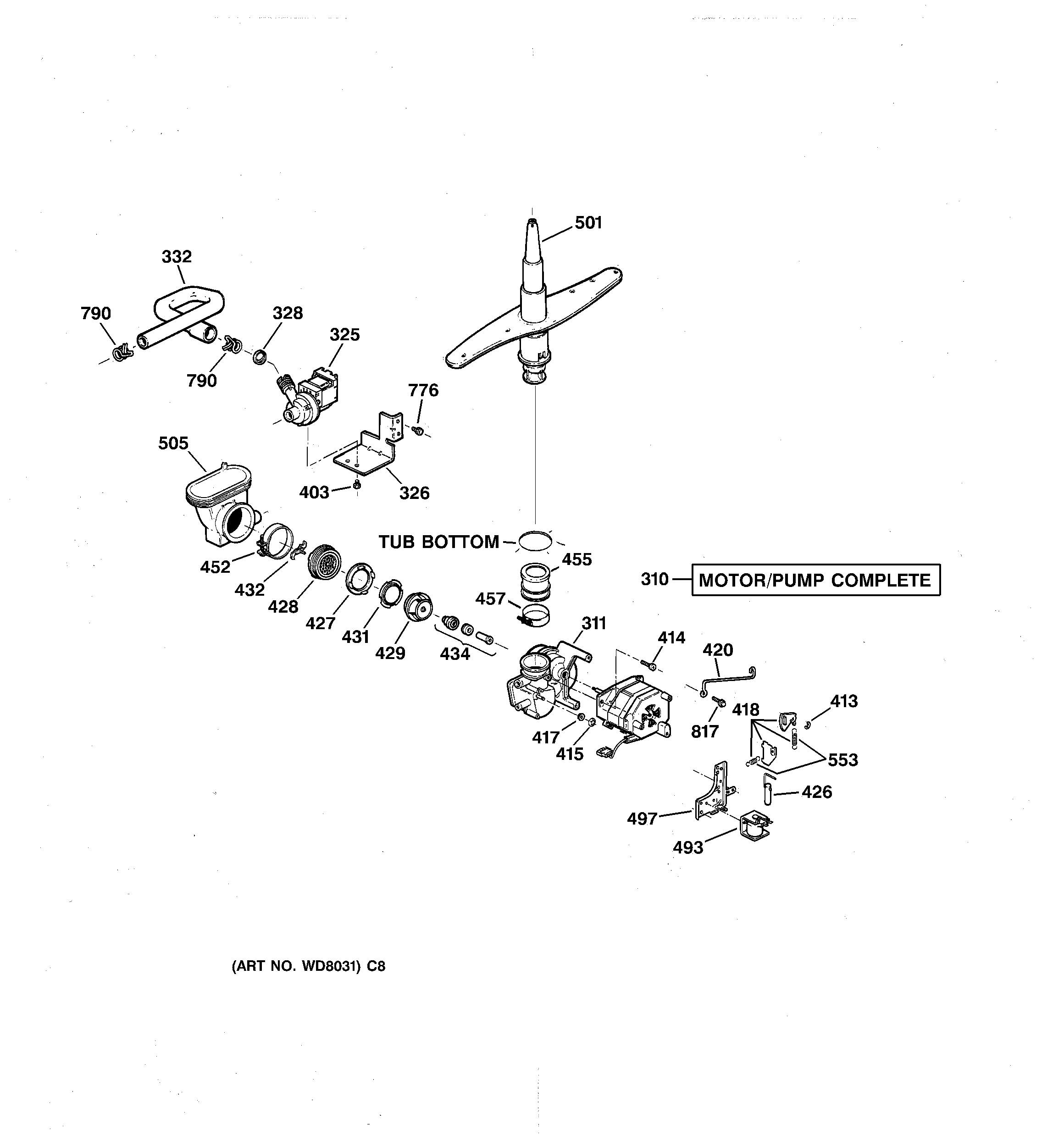 GE ZBD3500Z00WW motor-pump mechanism diagram