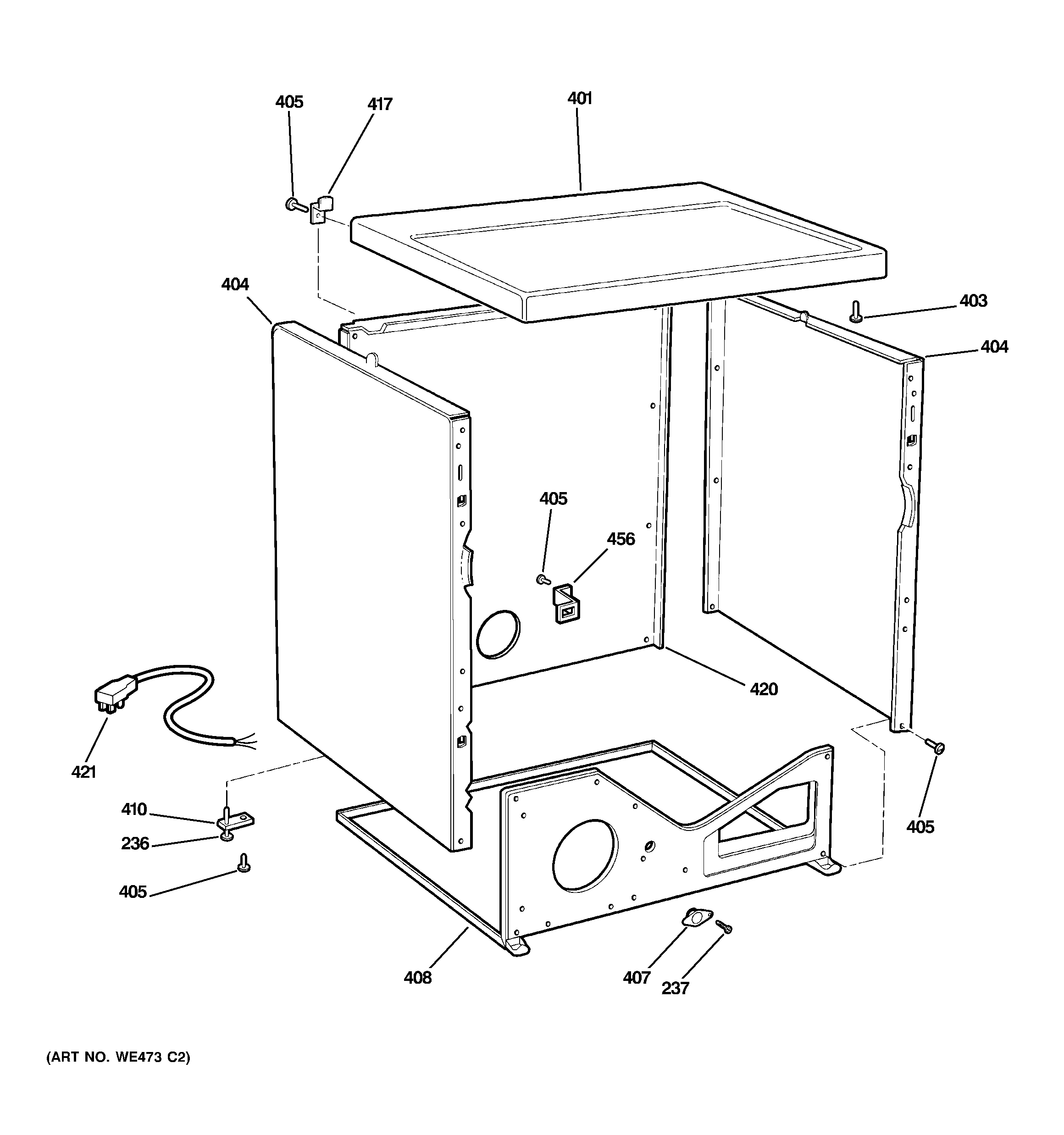 GE DDC4500SMMWH upper cabinet diagram