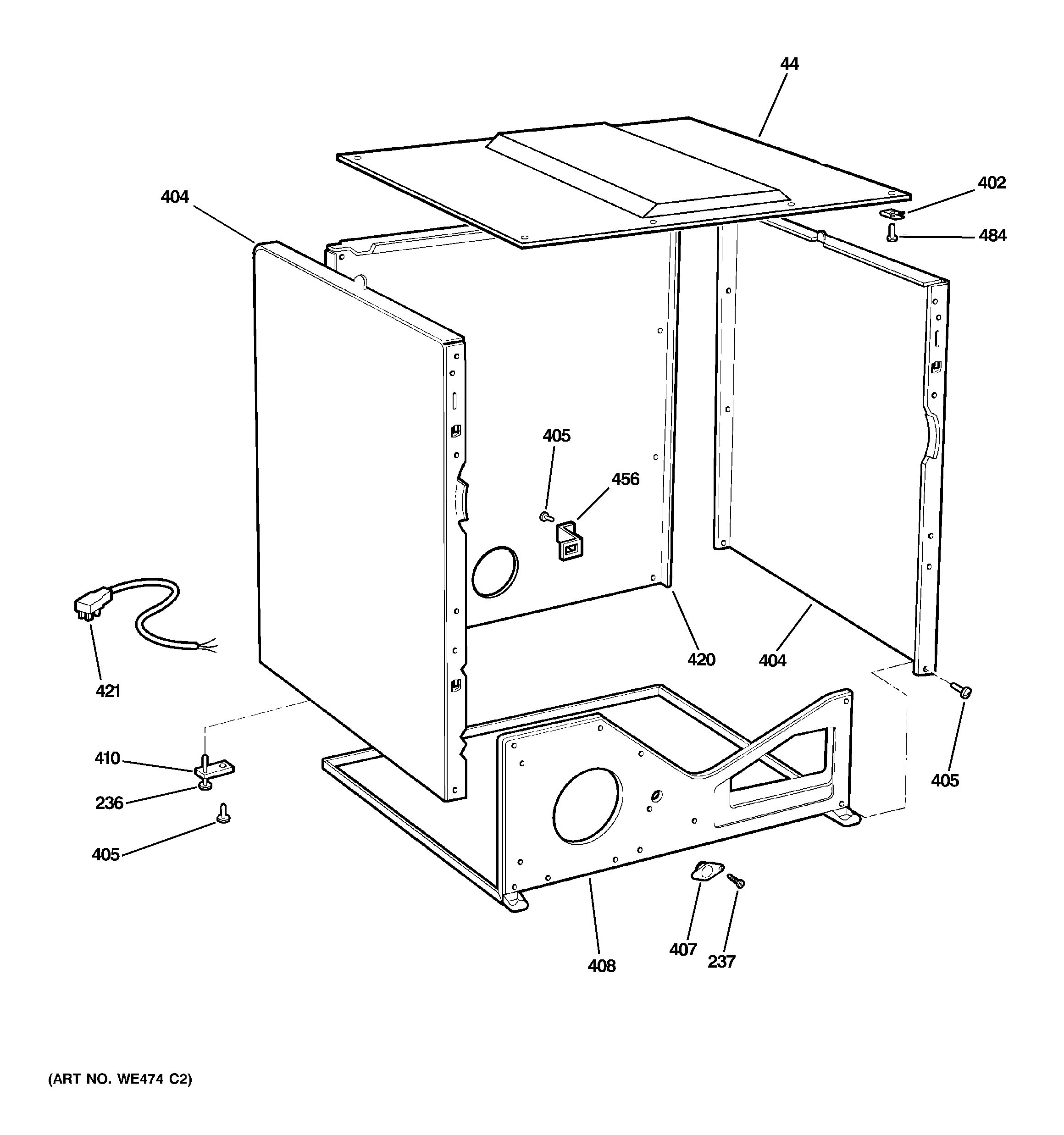 GE DDC4500SMMWH lower cabinet diagram