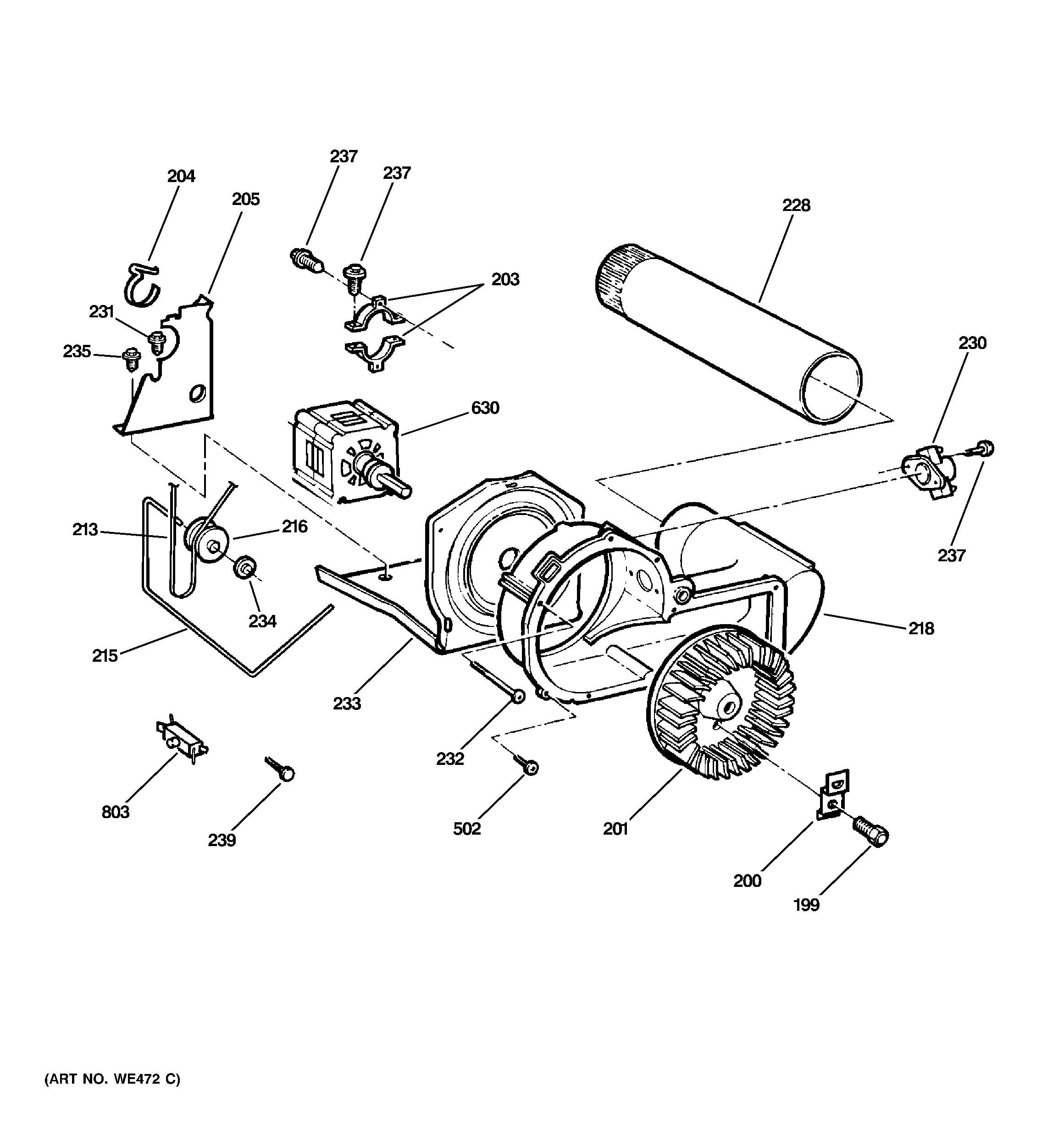 GE DDC4500SMMWH blower & drive assembly diagram