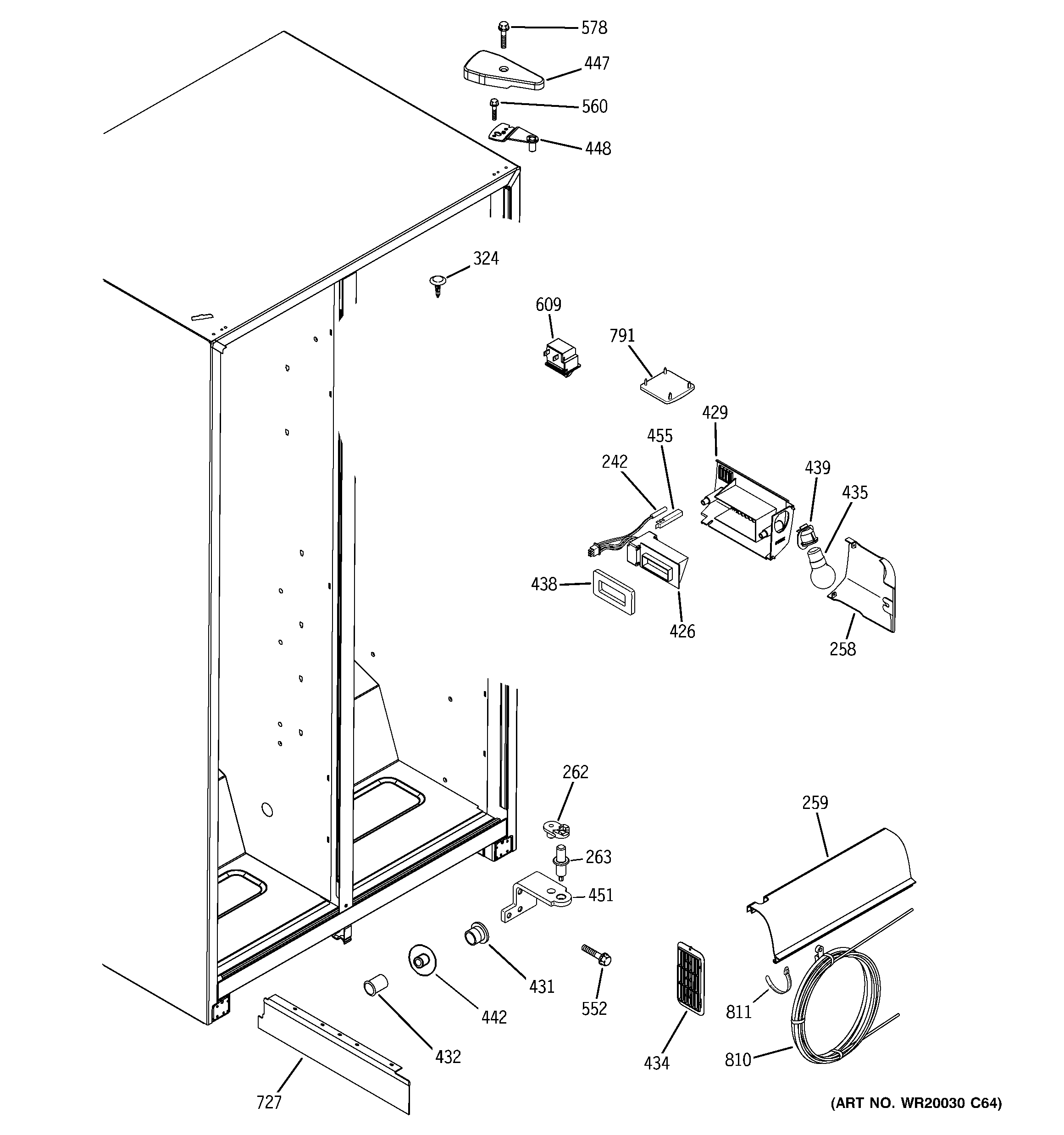 GE GSE22KEWNFBB fresh food section diagram