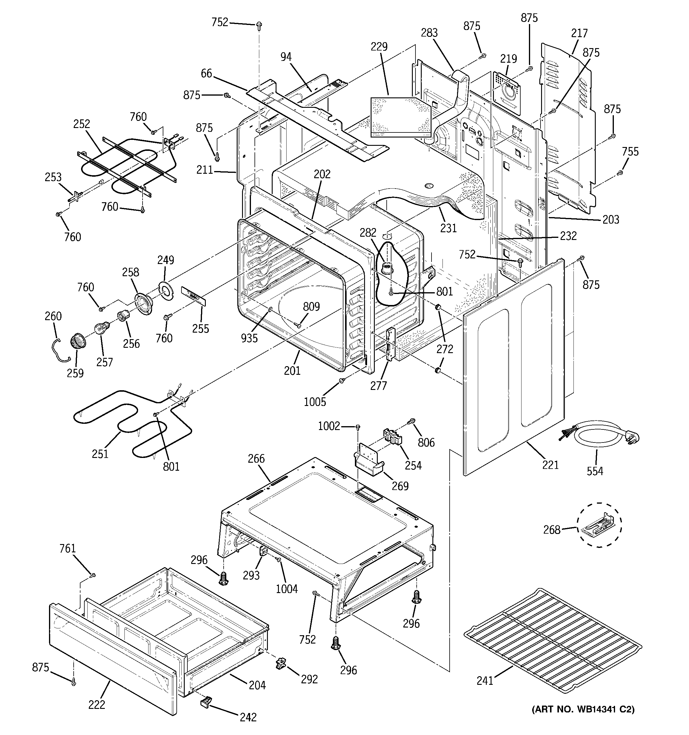 GE JCBP66DM2BB body parts diagram