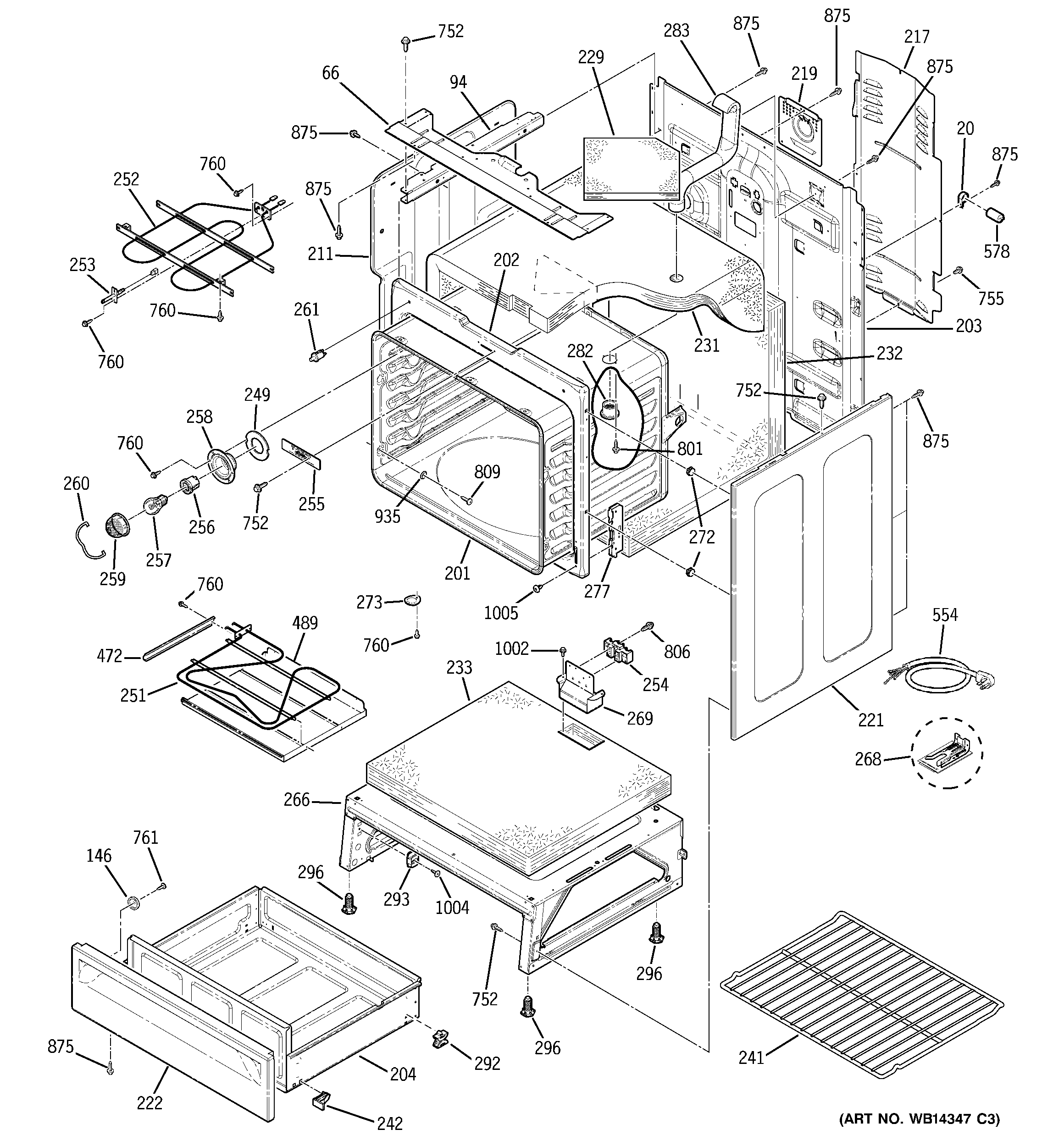 GE JCBP77DM2WW body parts diagram