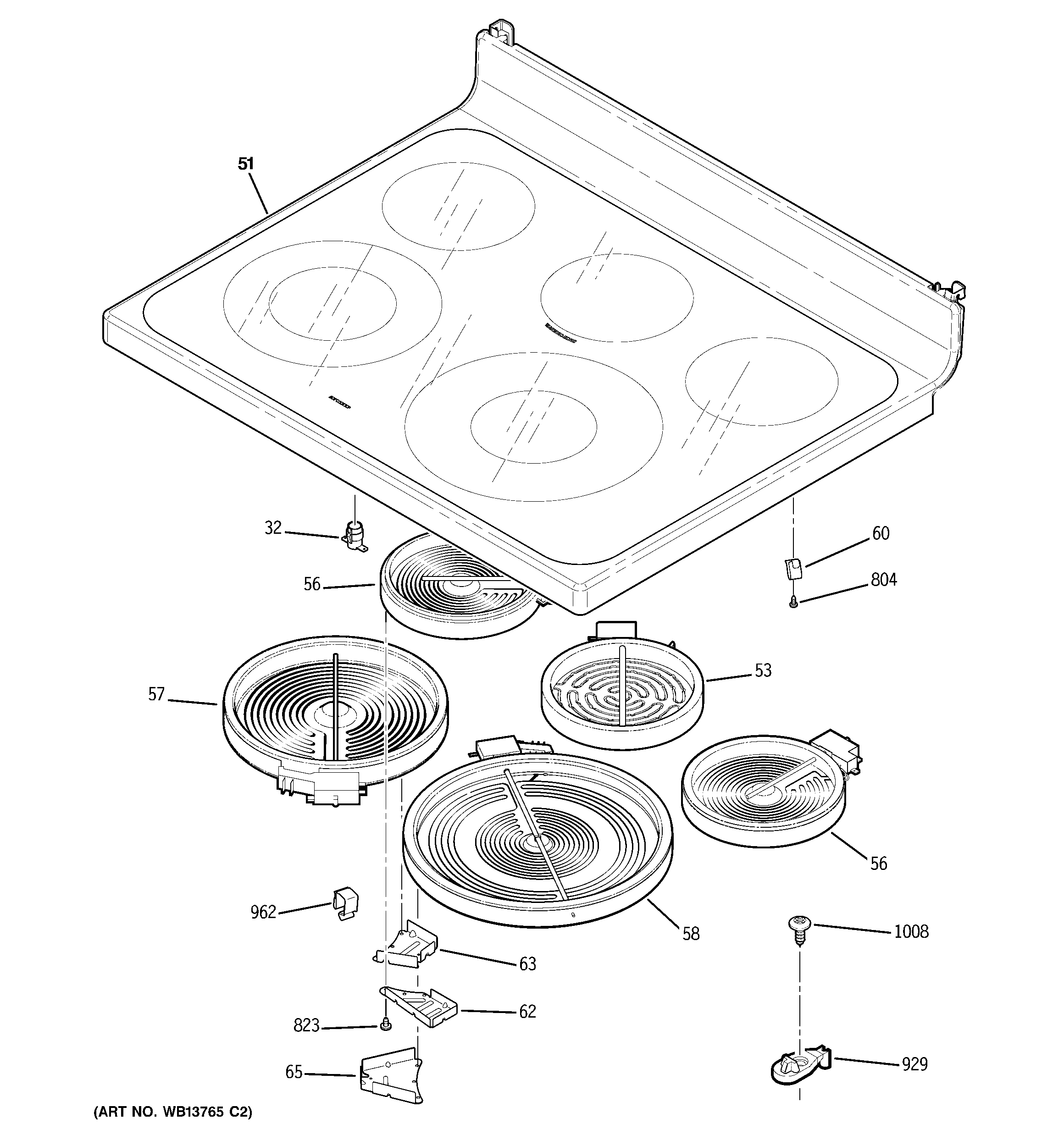 GE JCBP78SM2SS cooktop diagram