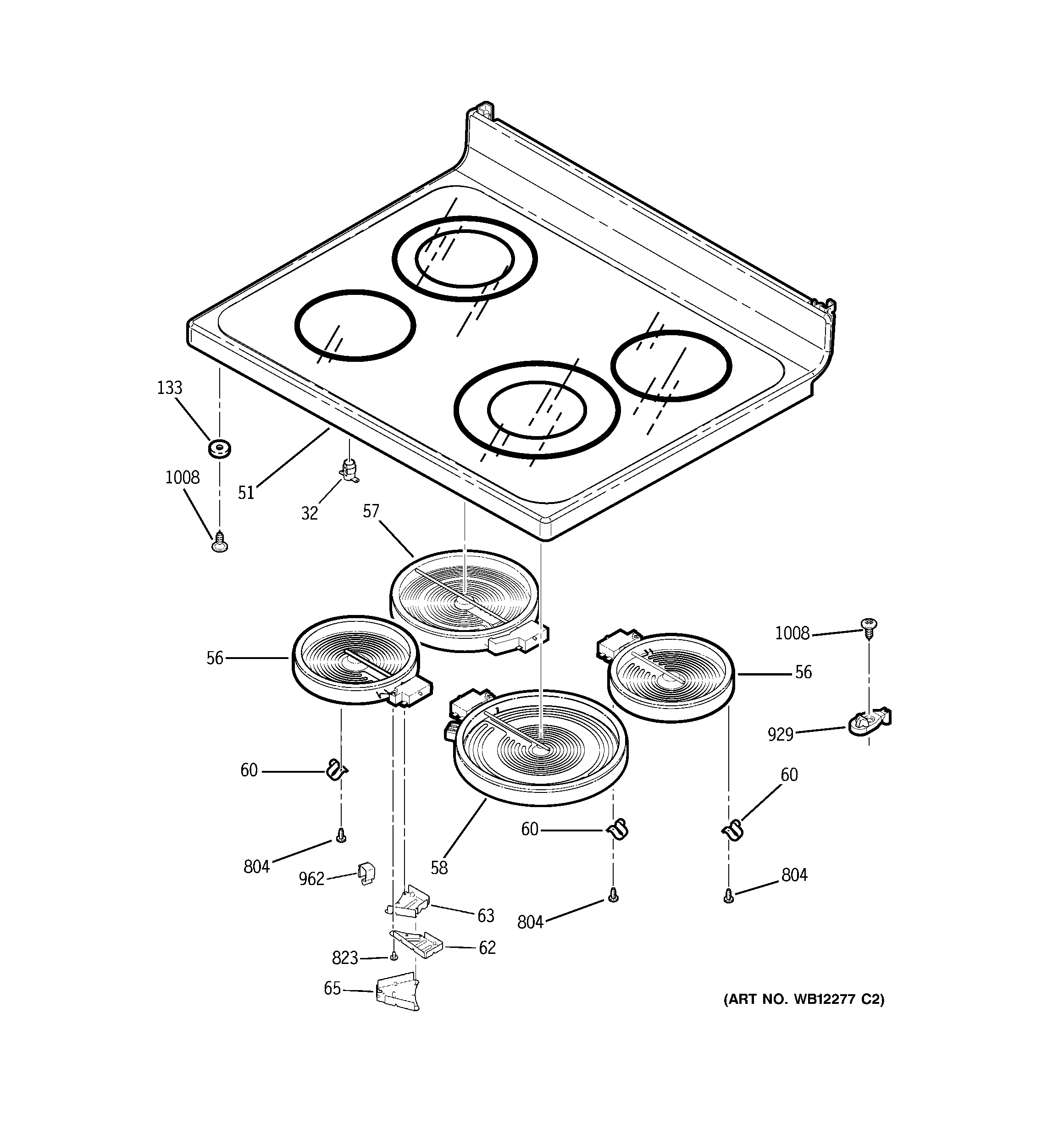 GE JCBP79SM2SS cooktop diagram