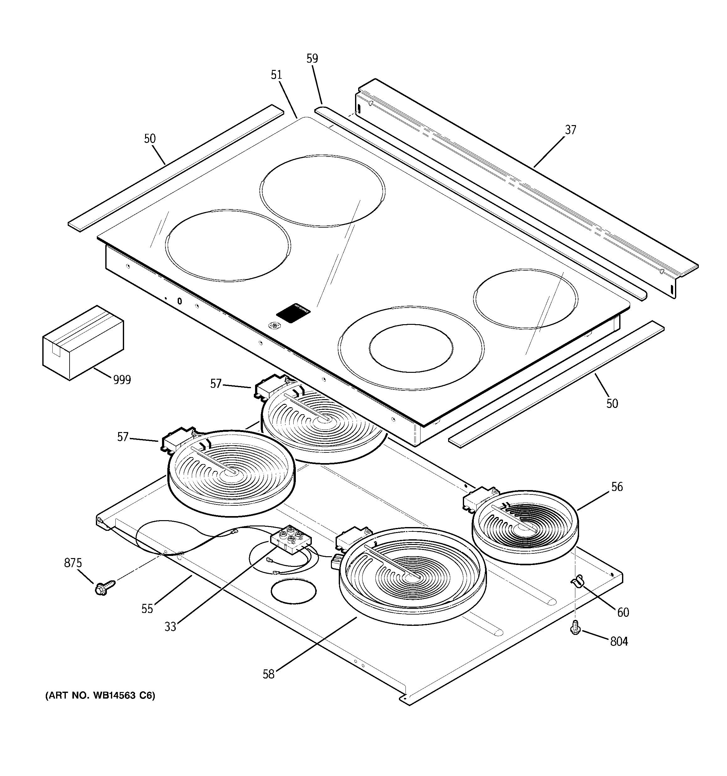 GE JCSP42DN2BB cooktop diagram