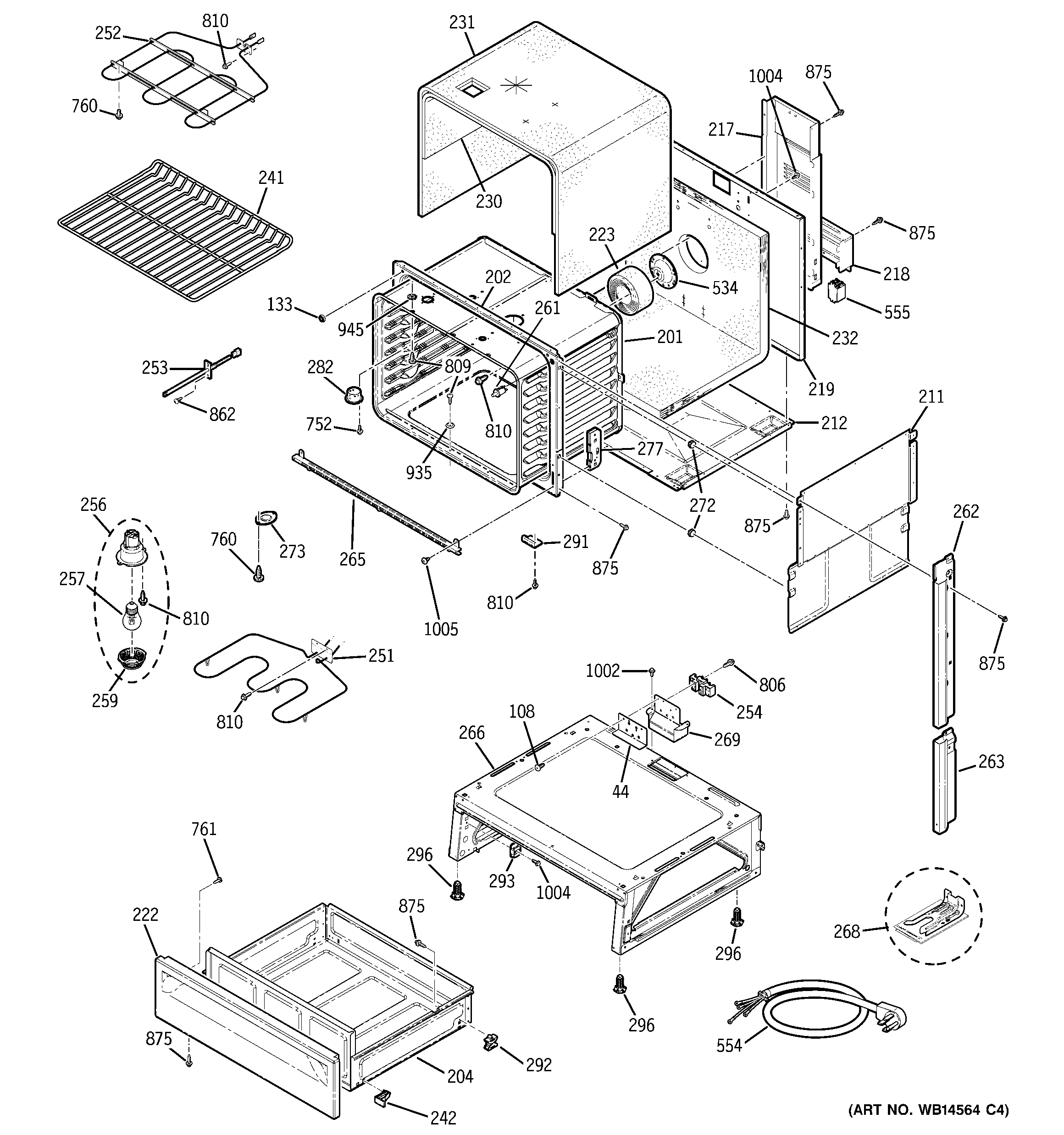 GE JCSP42DN2BB body parts diagram