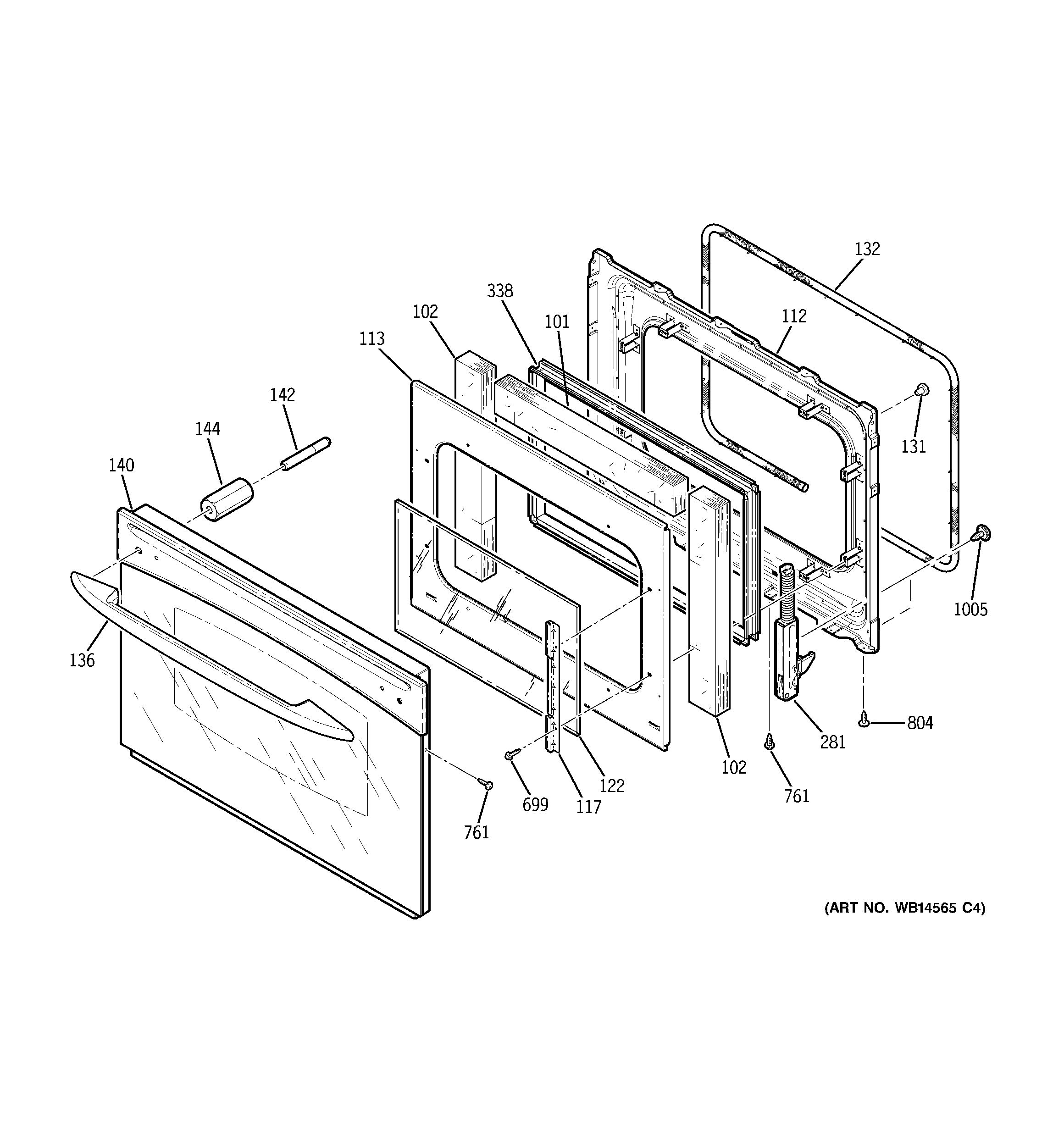 GE JCSP42DN2BB door diagram