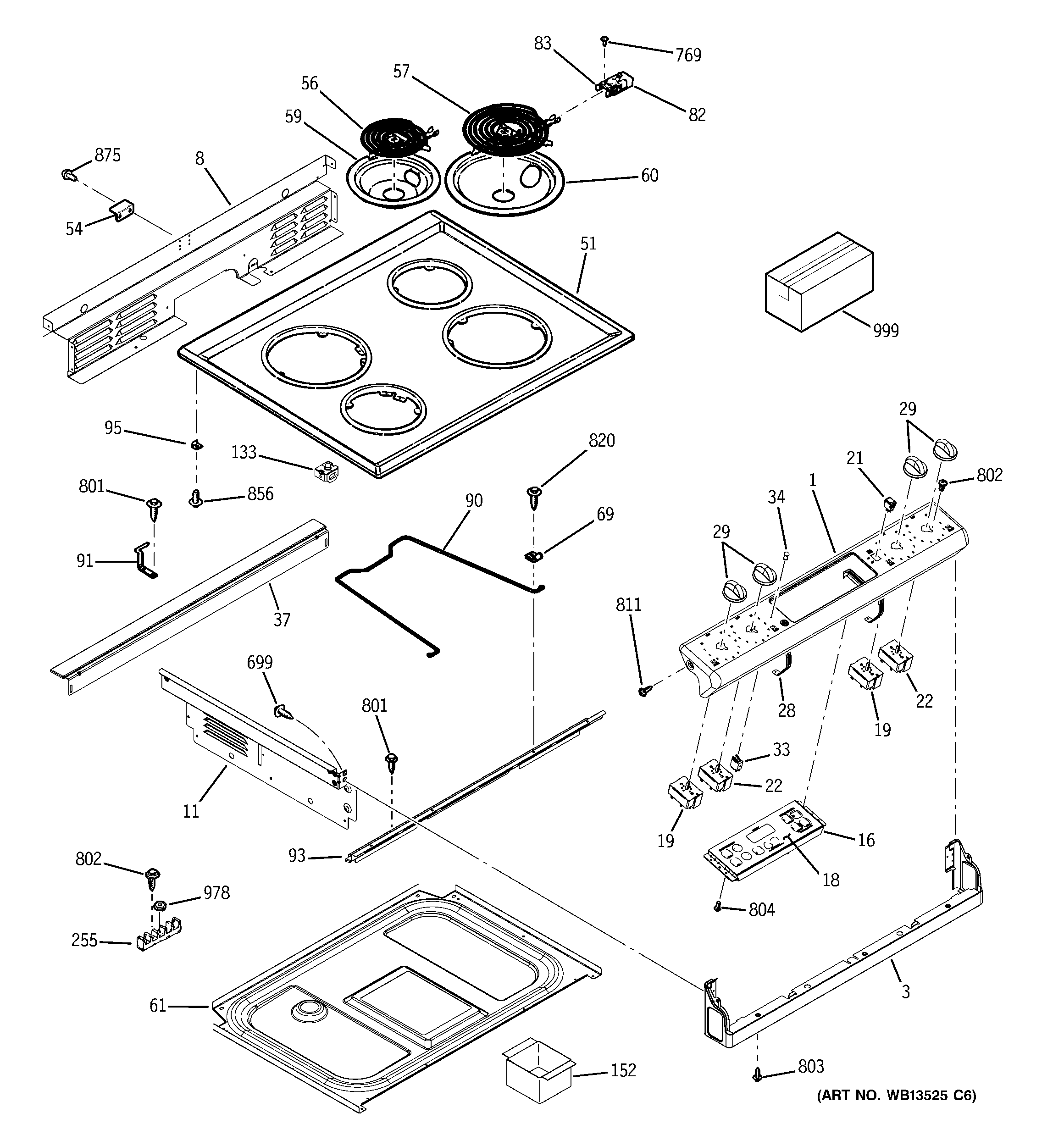 GE JDP39DN2WW control panel & cooktop diagram