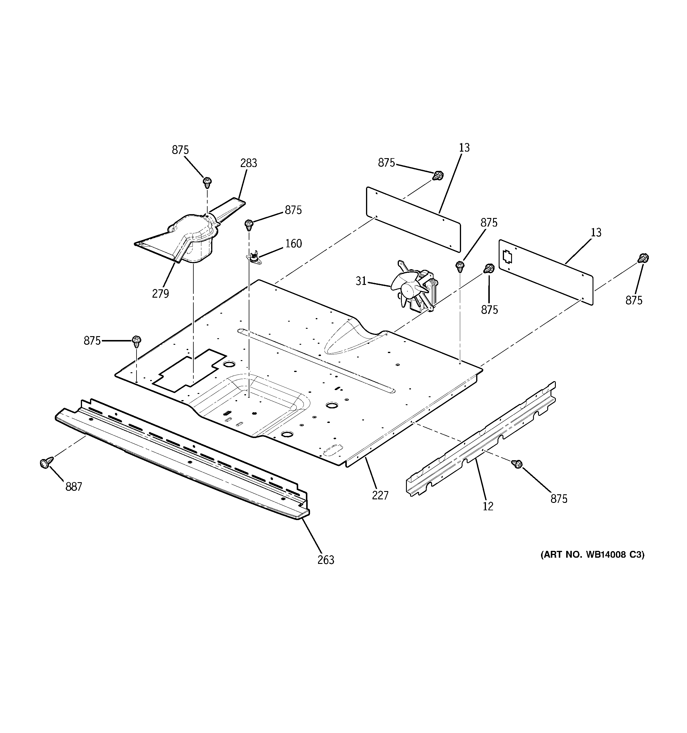 GE JKP55WM2WW center spacer diagram