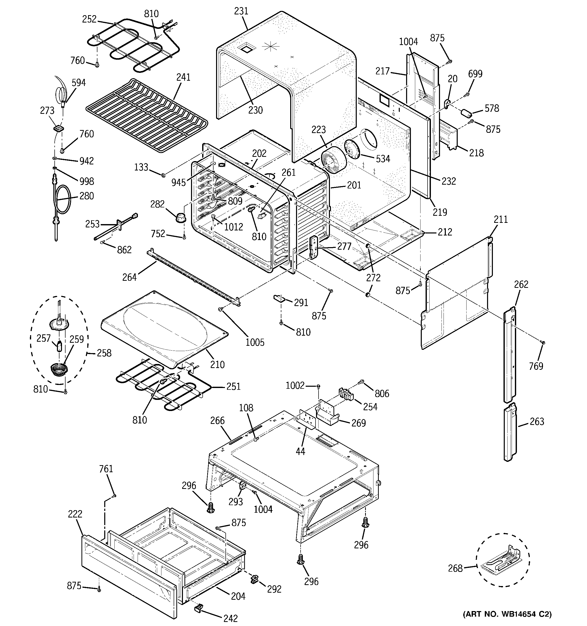 GE JSP46DP1BB body parts diagram
