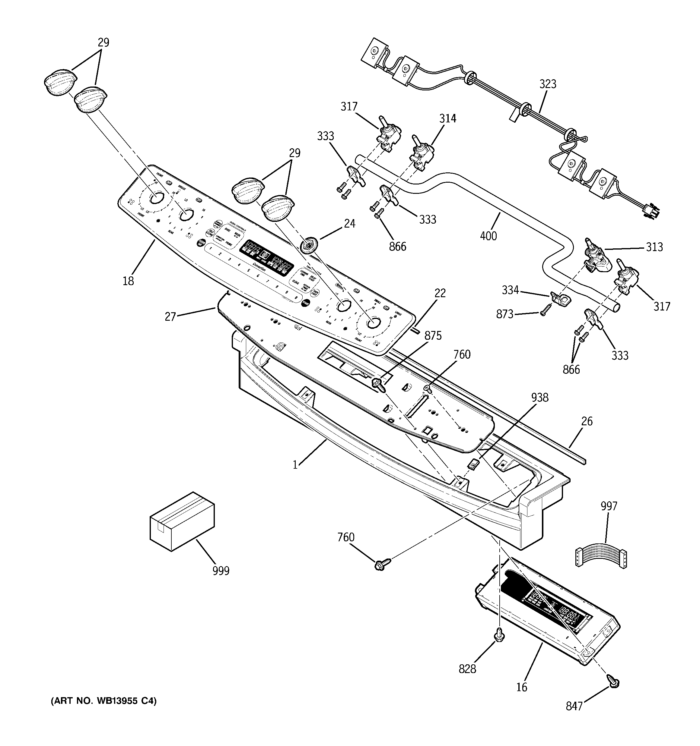 GE PGS975DEP1BB control panel diagram