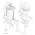 GE GLD4468R00SS escutcheon & door assembly diagram