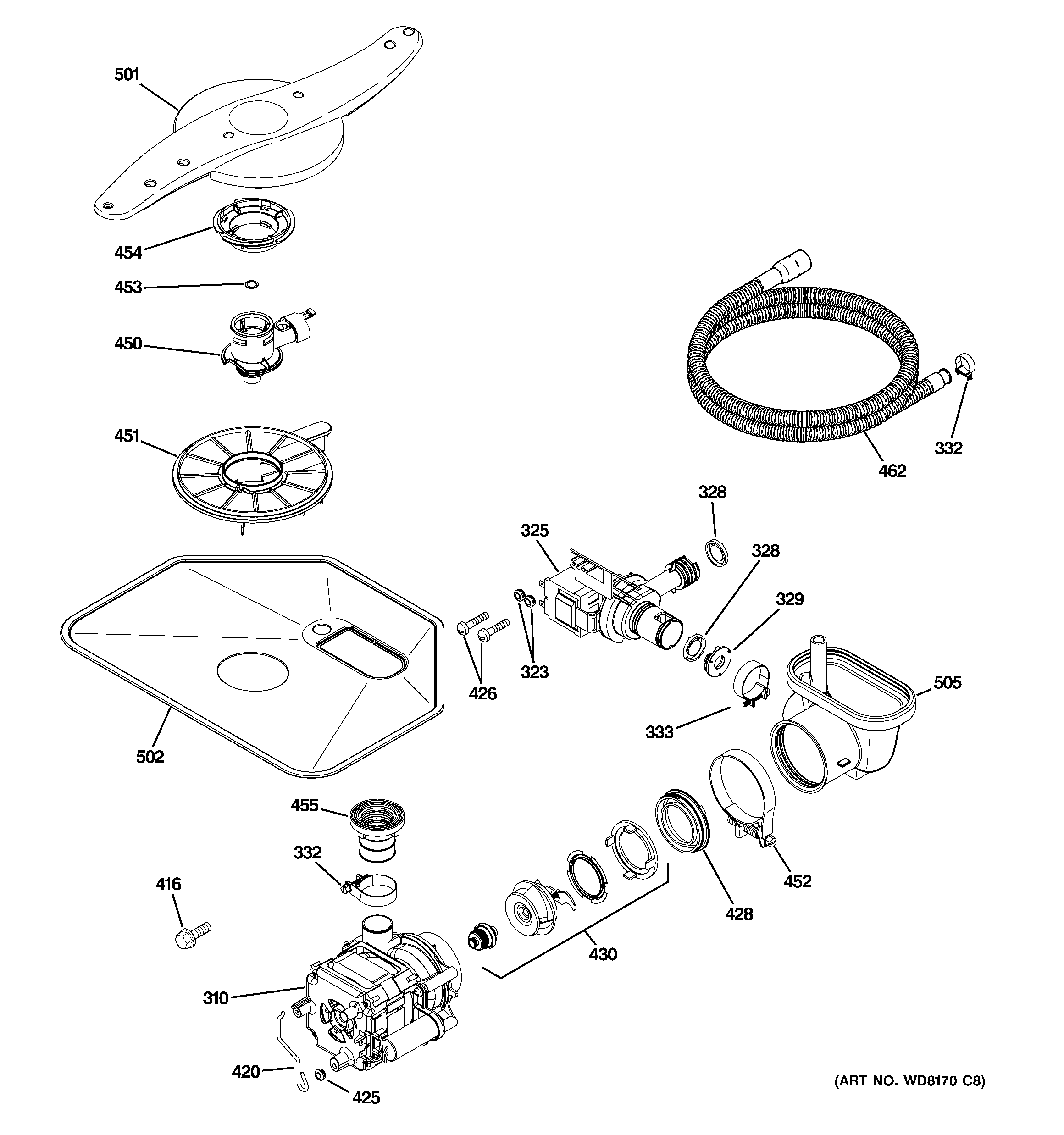 GE GLD4468R00SS motor-pump mechanism diagram