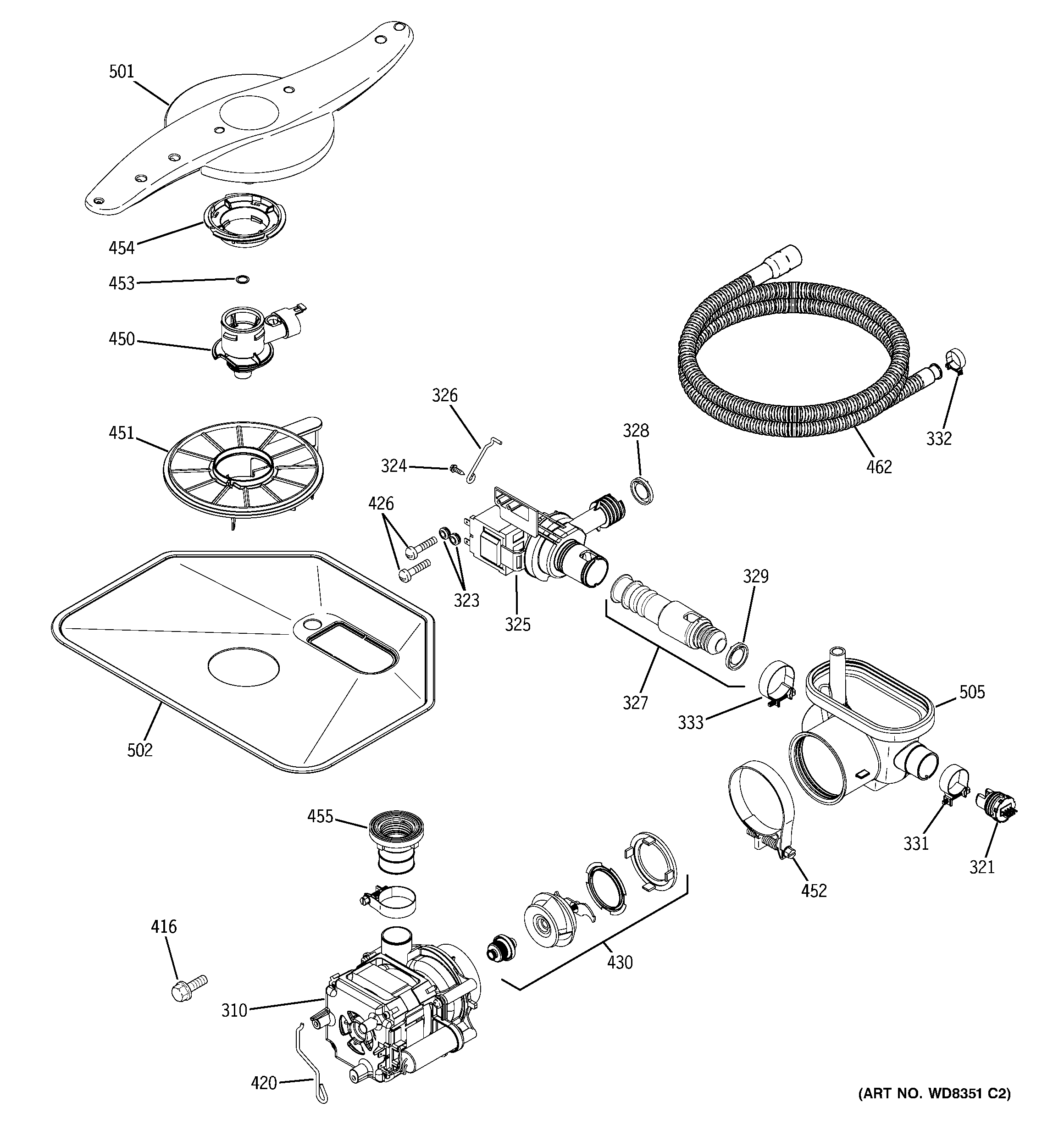 GE GLD6964R10SS motor-pump mechanism diagram