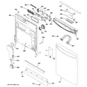 GE GLD7400R10WW escutcheon & door assembly diagram