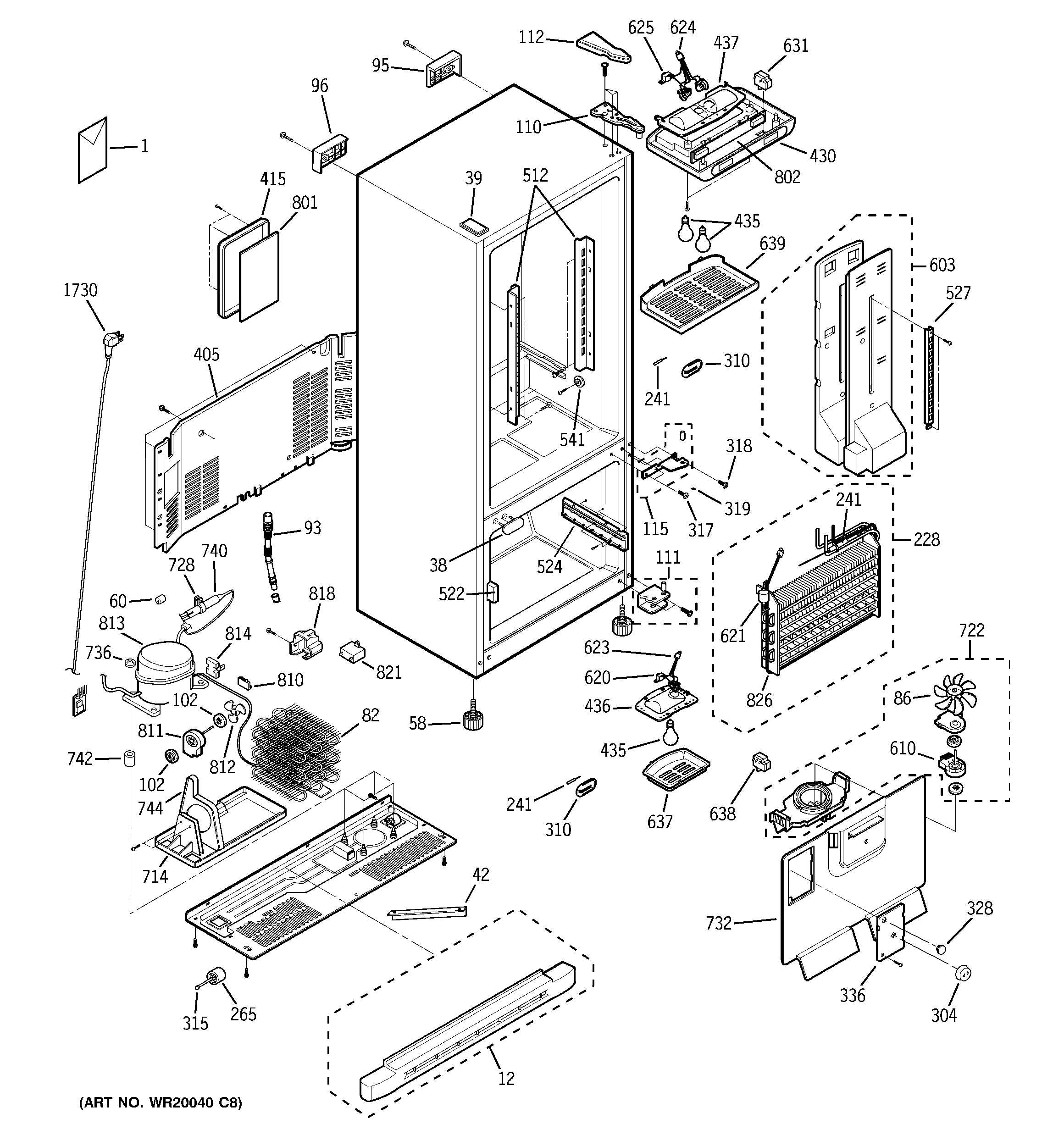 GE GBS20HBSCWW cabinet diagram