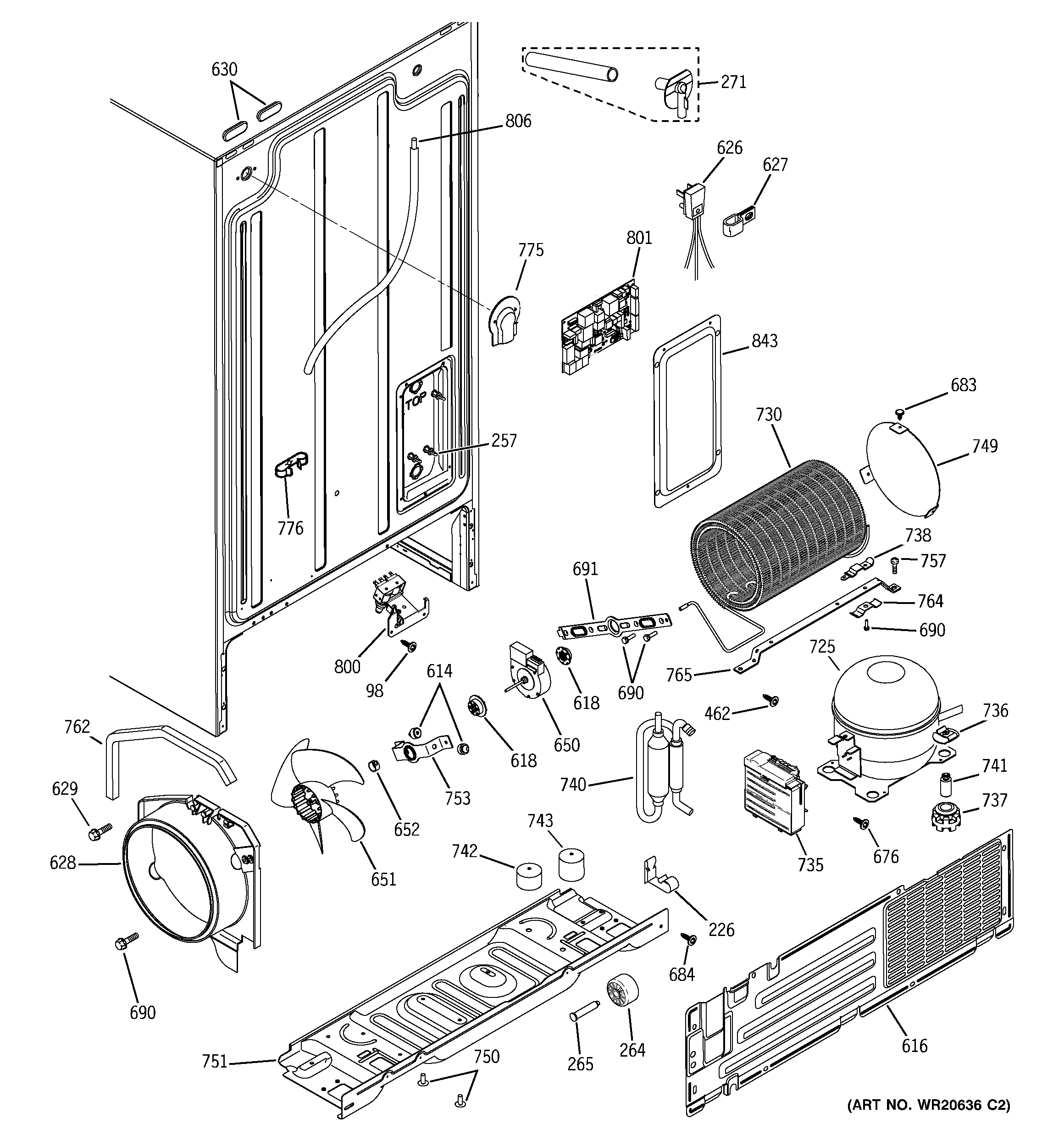 GE GSL22JFXLLB sealed system & mother board diagram
