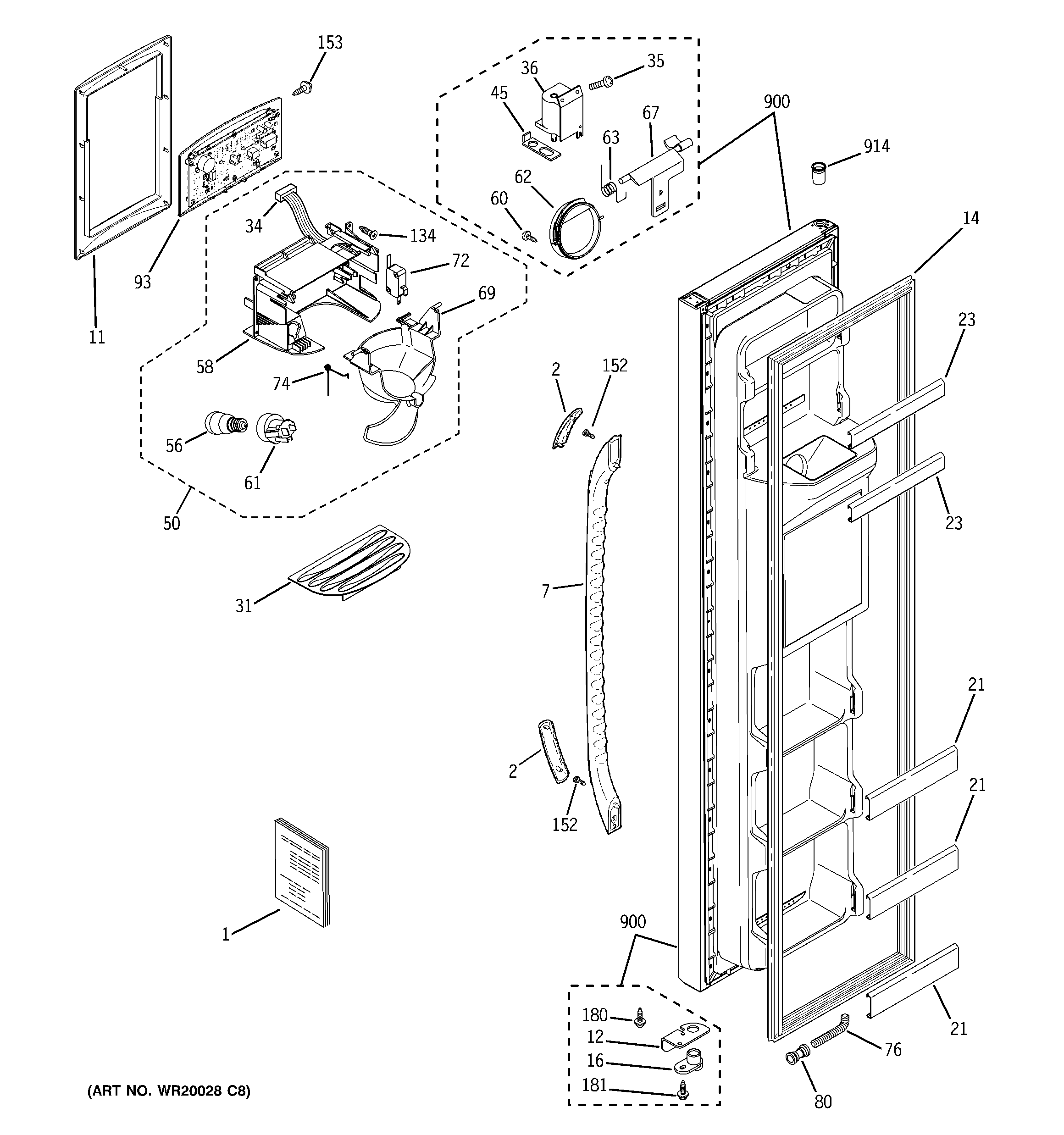 GE GSS20IEZAWW freezer door diagram
