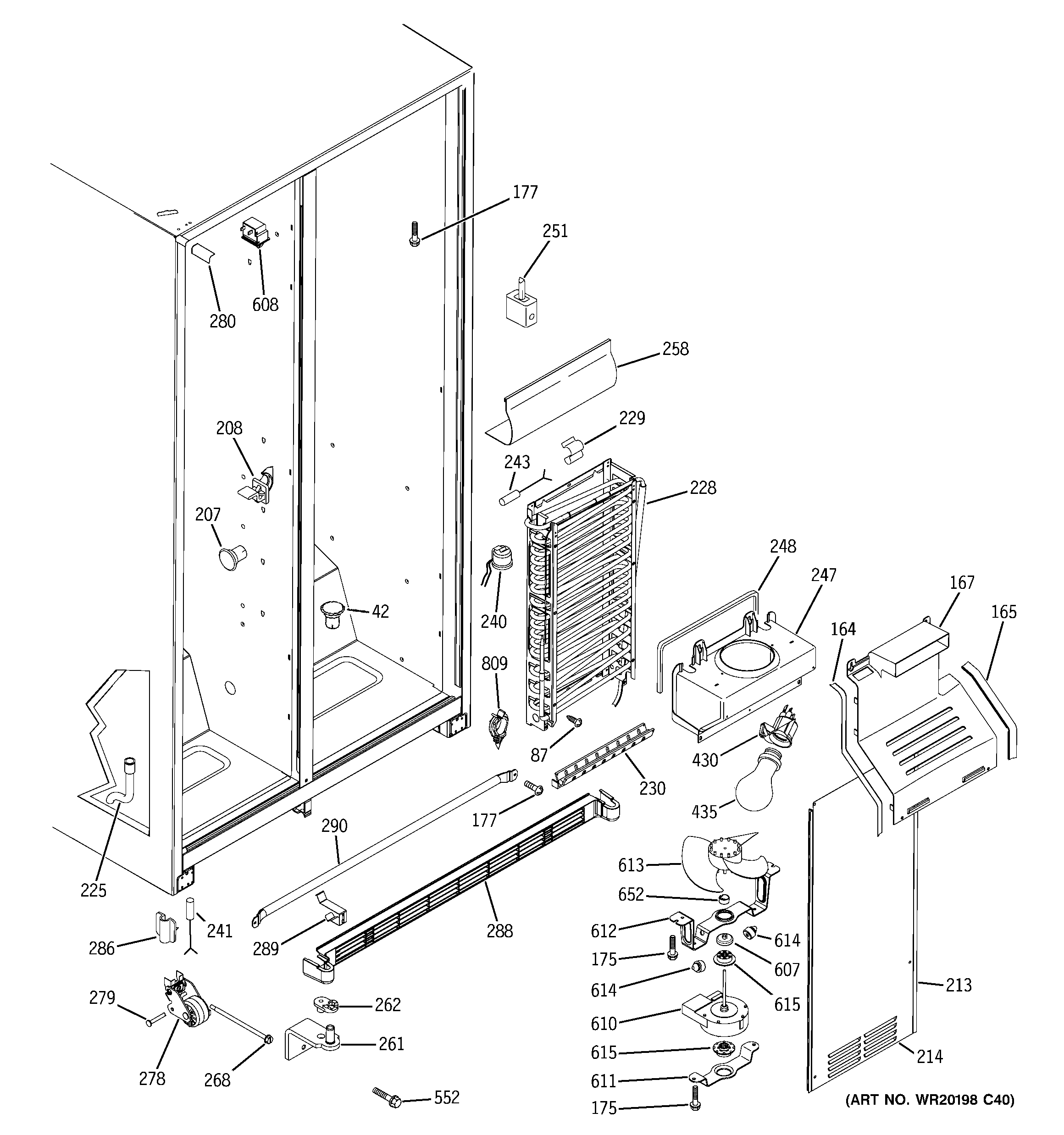 GE GSS20IEZAWW freezer section diagram