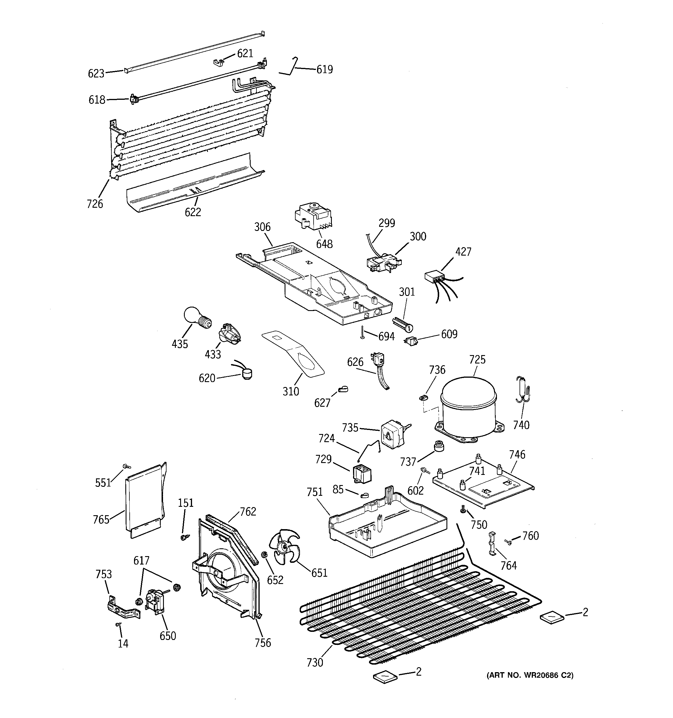 GE Americana A3316ABSFRBB unit parts diagram