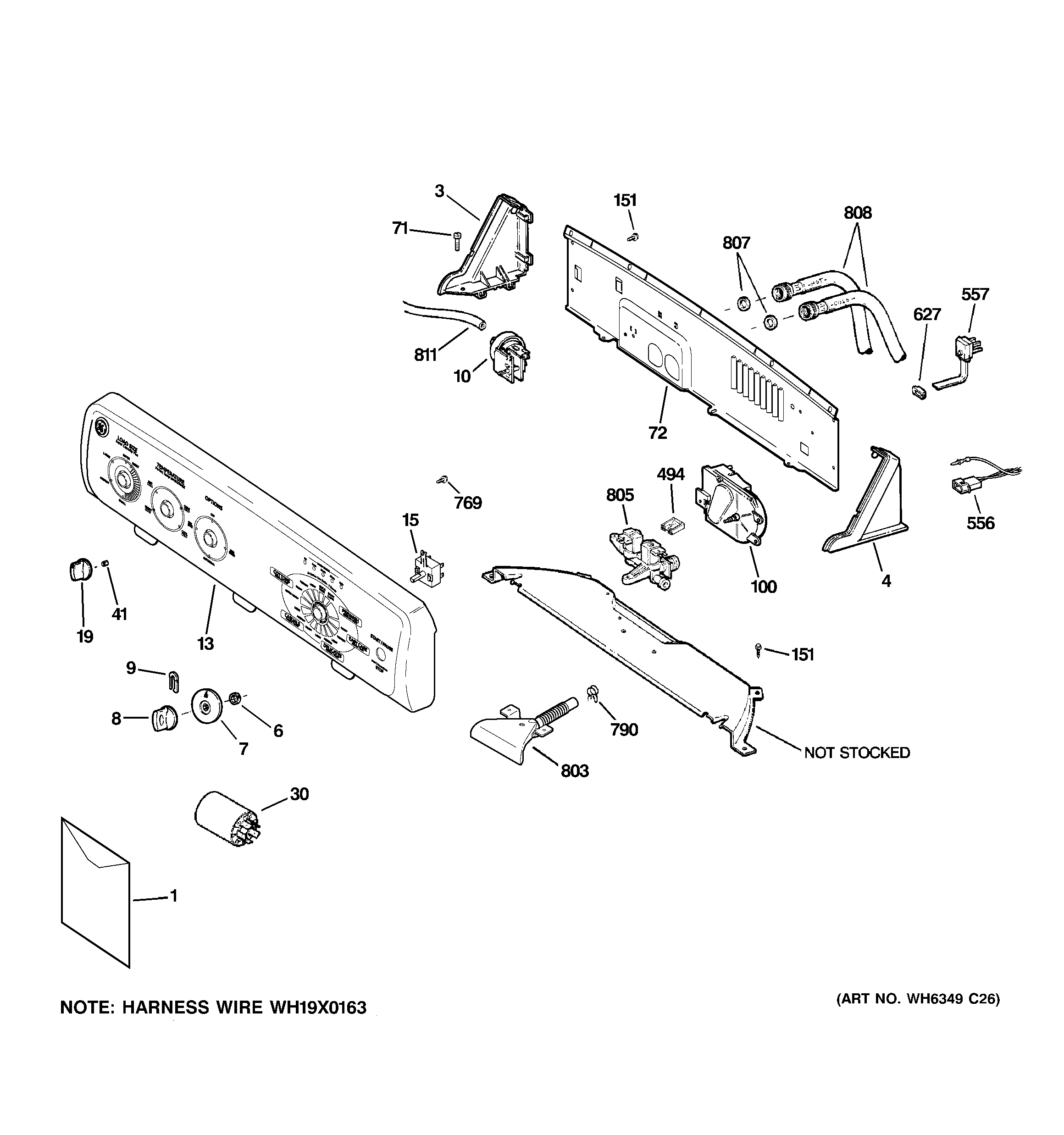 GE GKSR3140H6WW controls & backsplash diagram