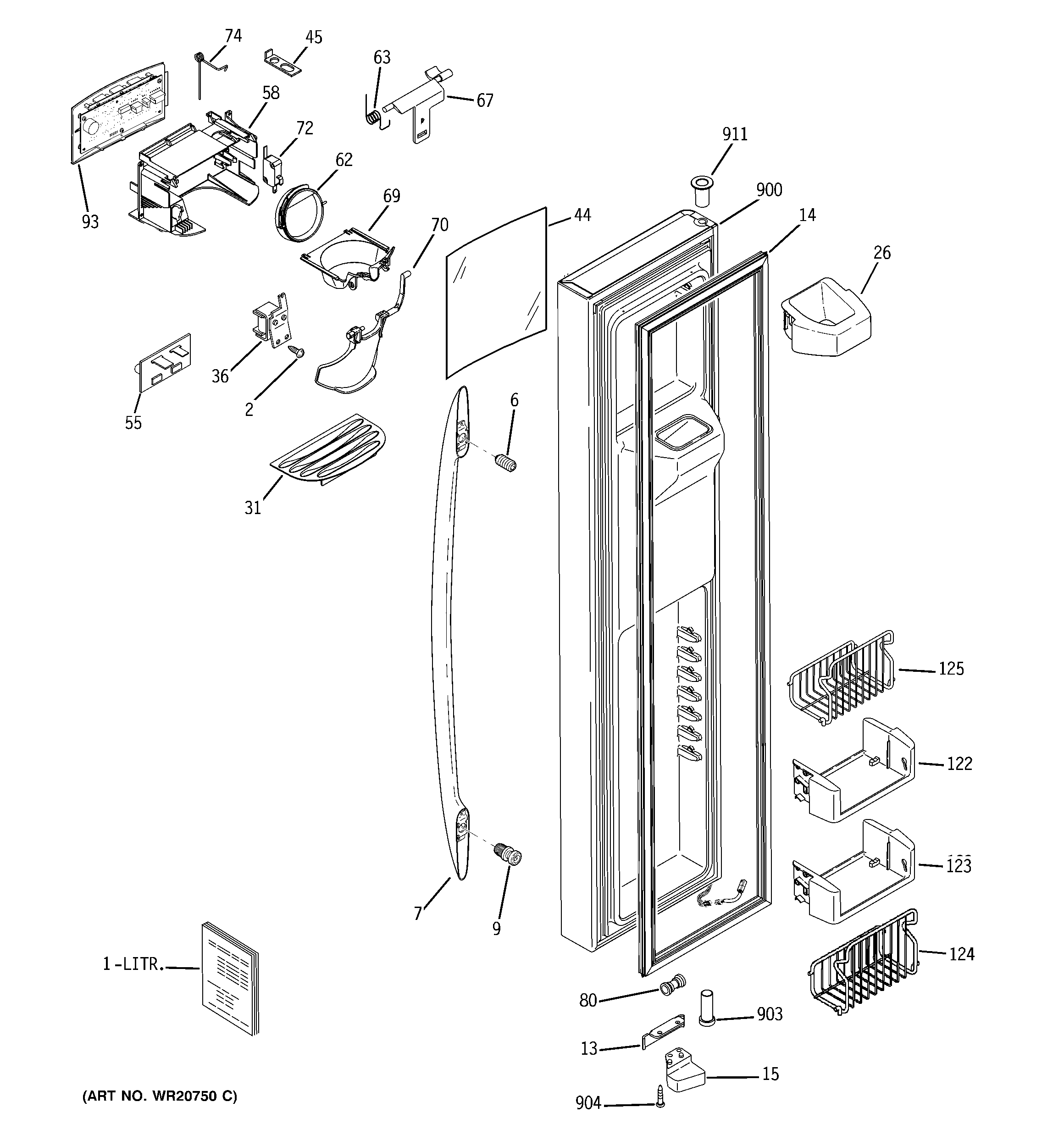 GE PSQS6YGYADSS freezer door diagram