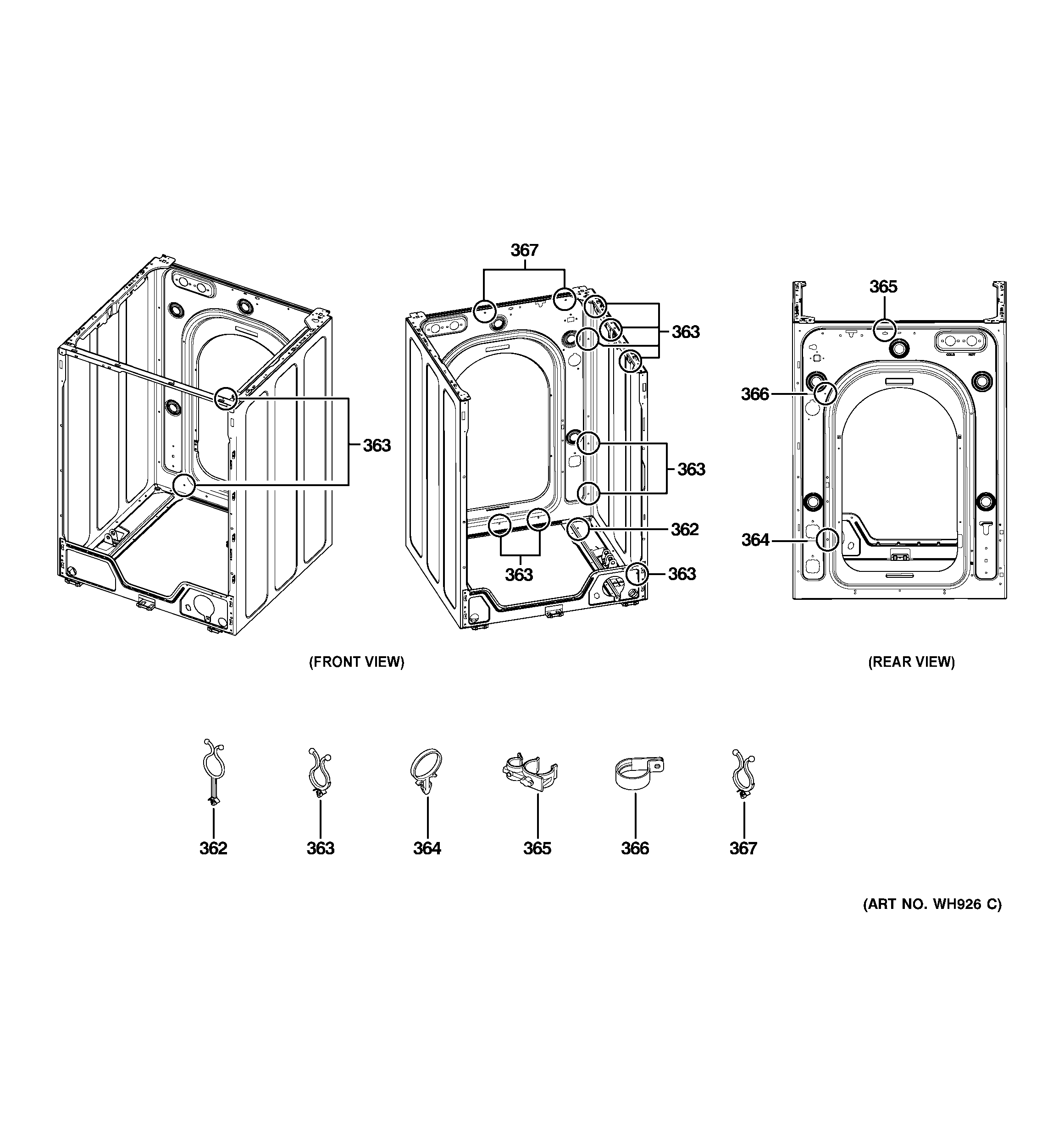 GE WCVH4815K0MS fasteners diagram