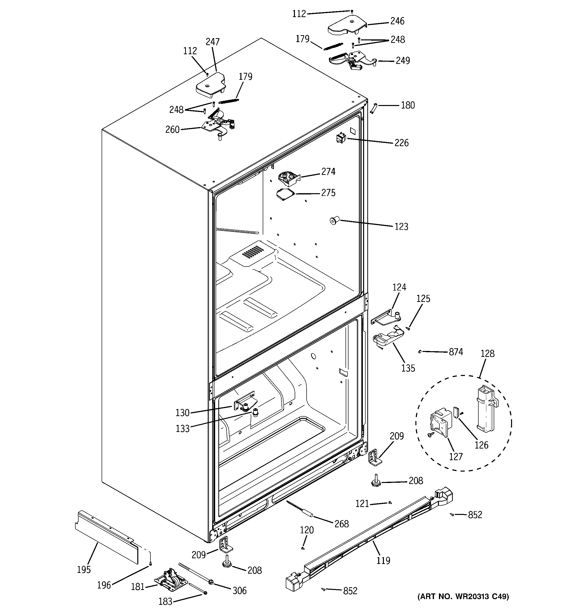 GE PFCS1NFZASS case parts diagram