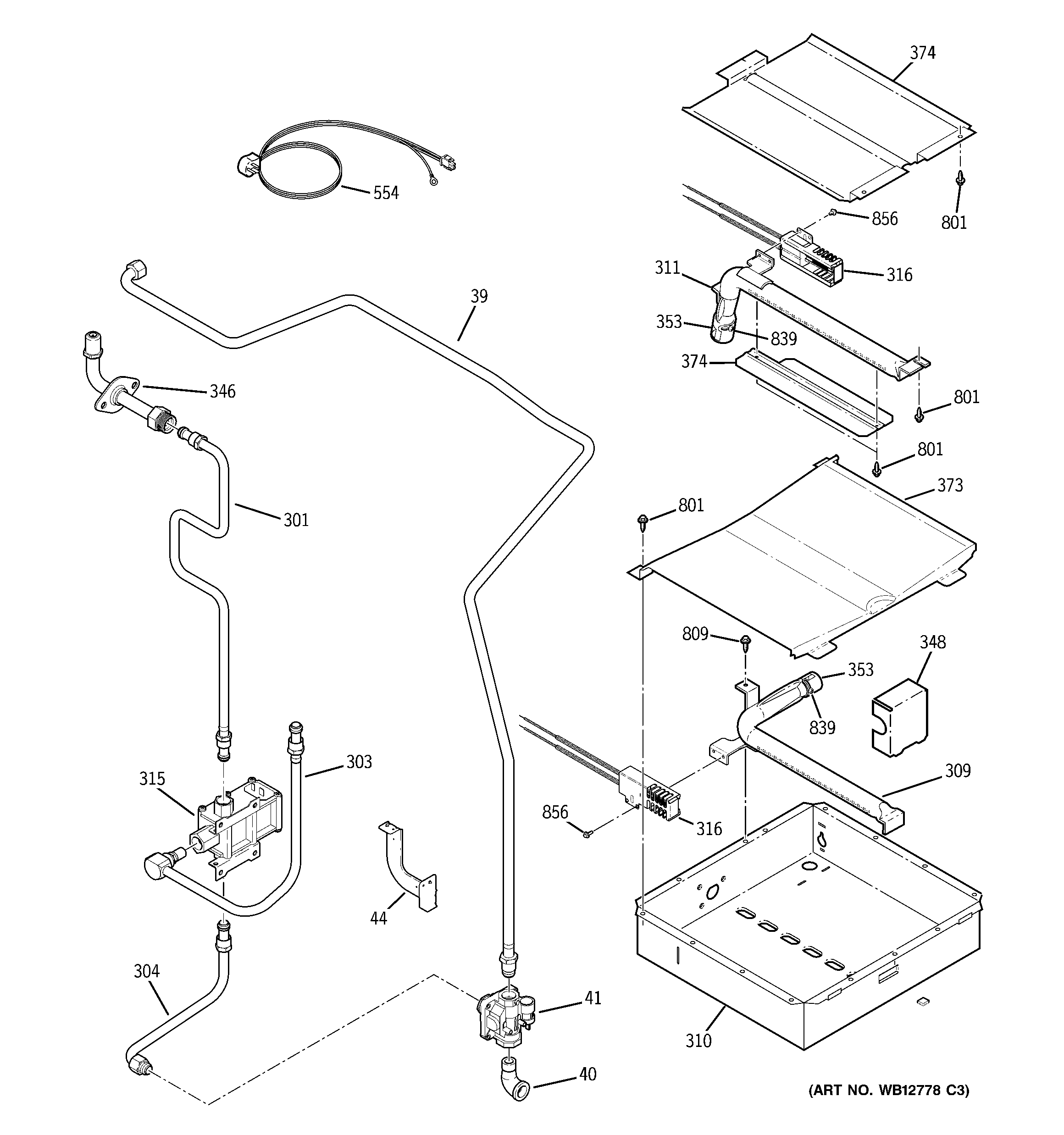 GE PGS908CEM1CC gas & burner parts diagram