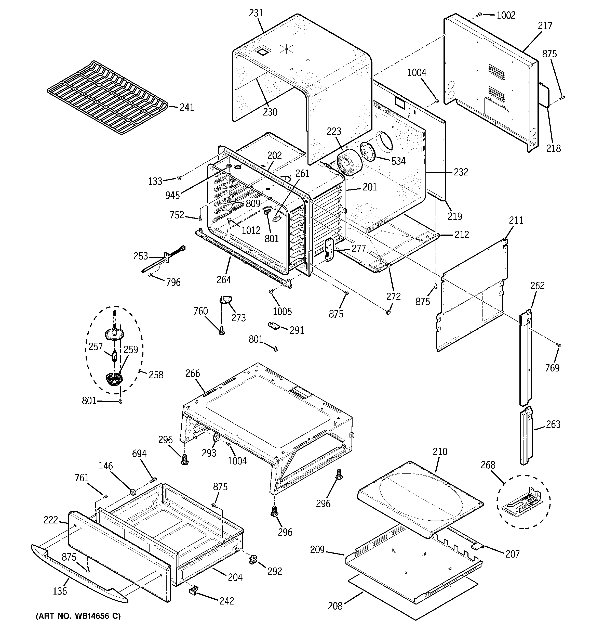 GE PGS908SEM1SS body parts diagram