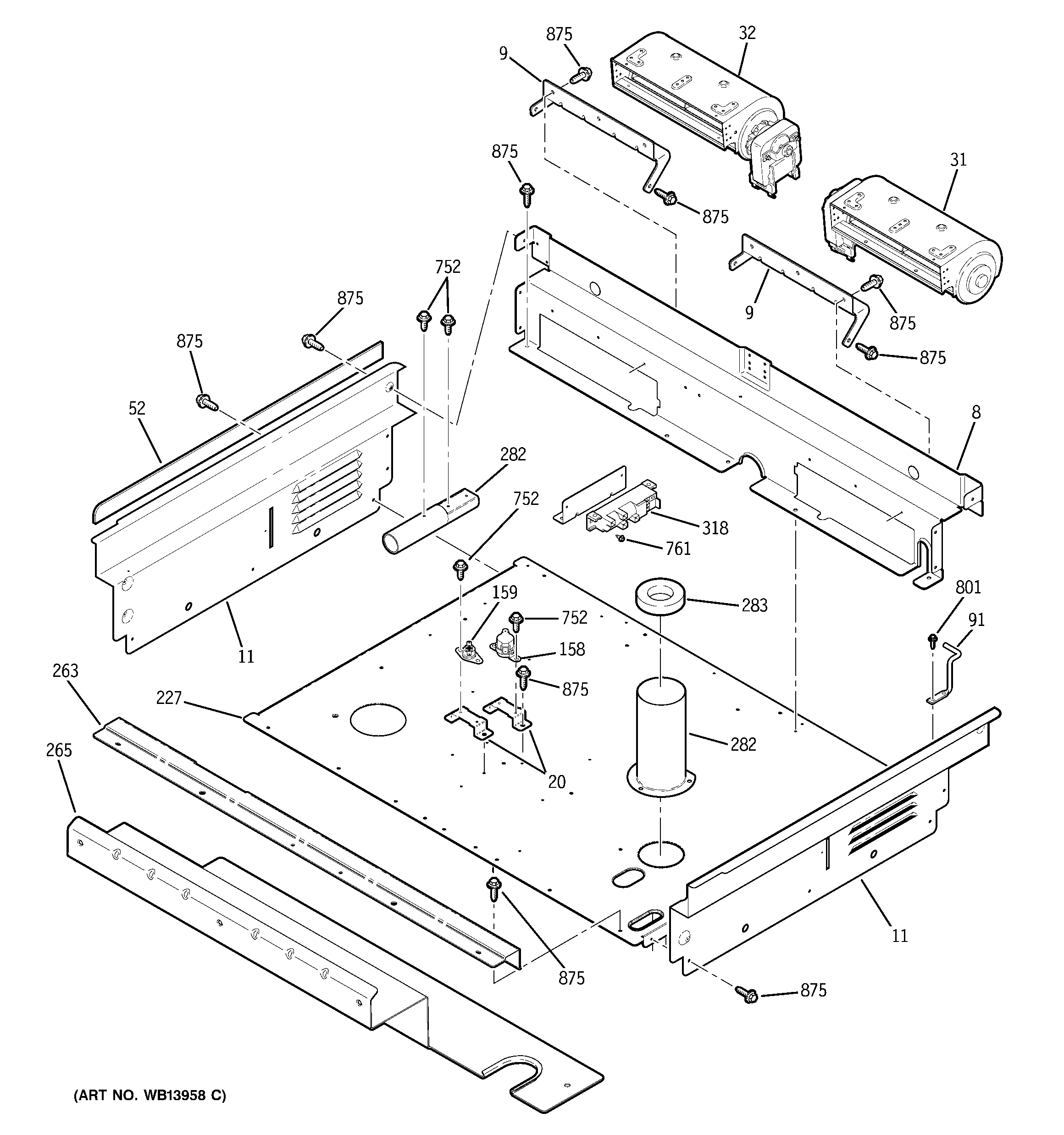 GE PGS908SEM1SS cooling fan diagram
