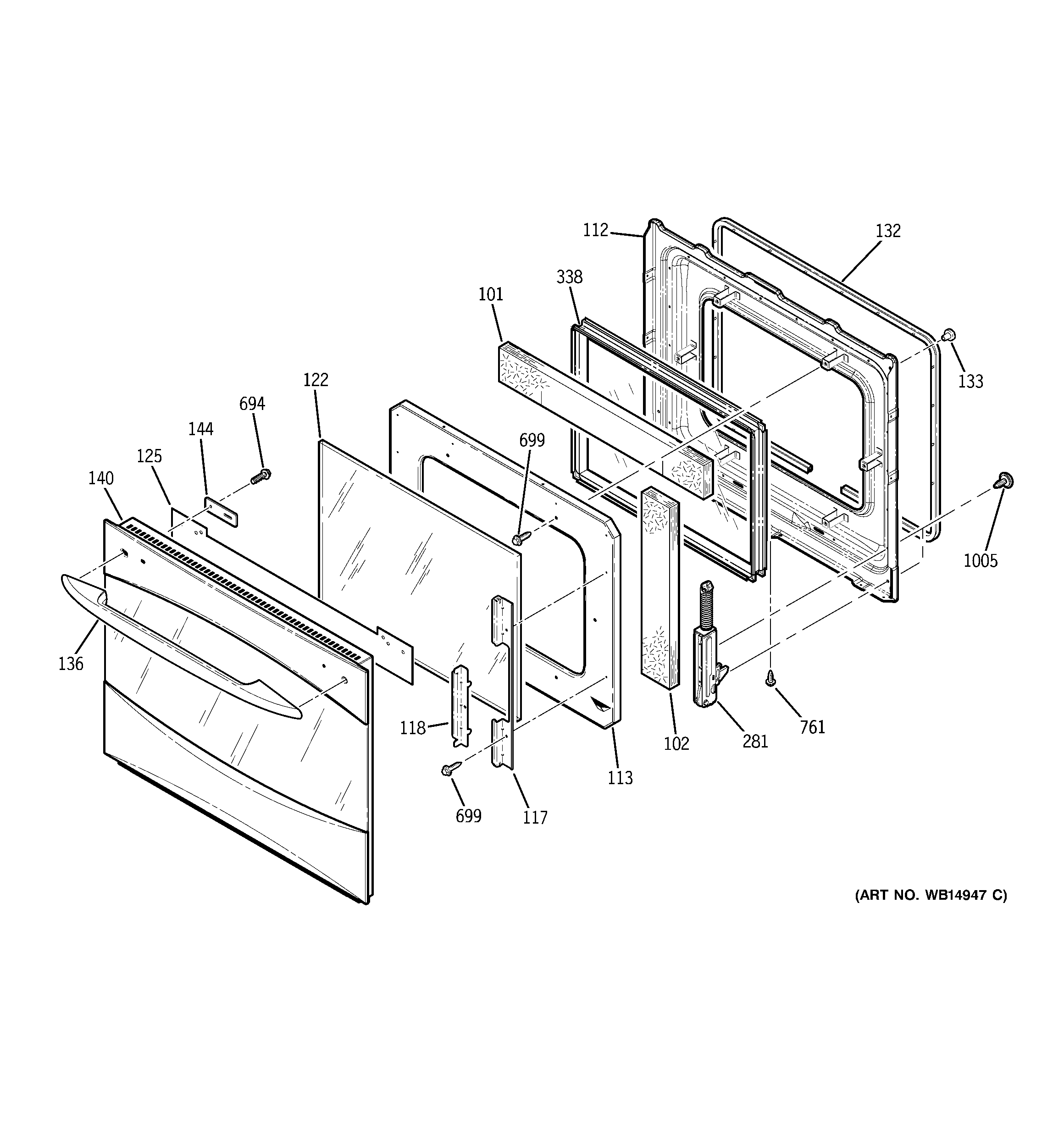 GE PK916SM3SS door diagram