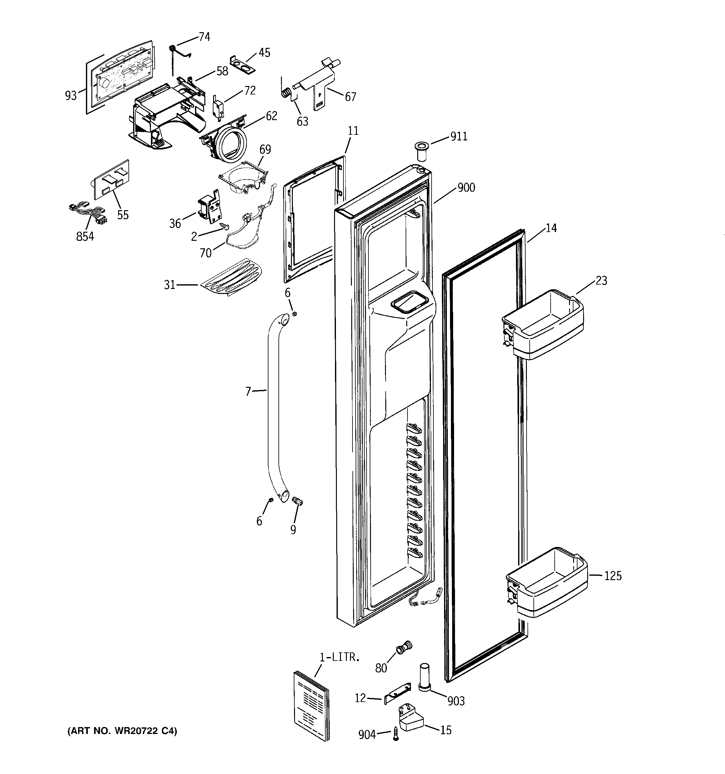 GE GCE21LGYBFSS freezer door diagram