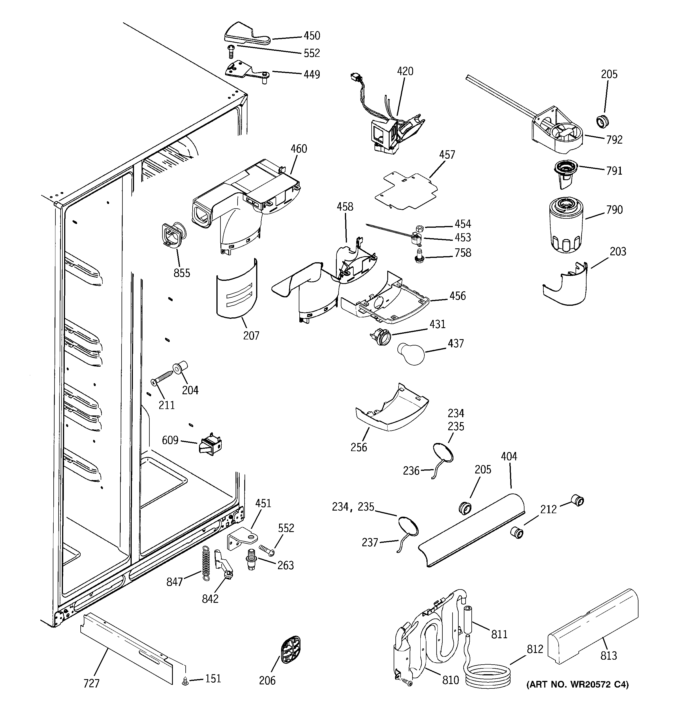 GE GCU23LGYAFWW fresh food section diagram