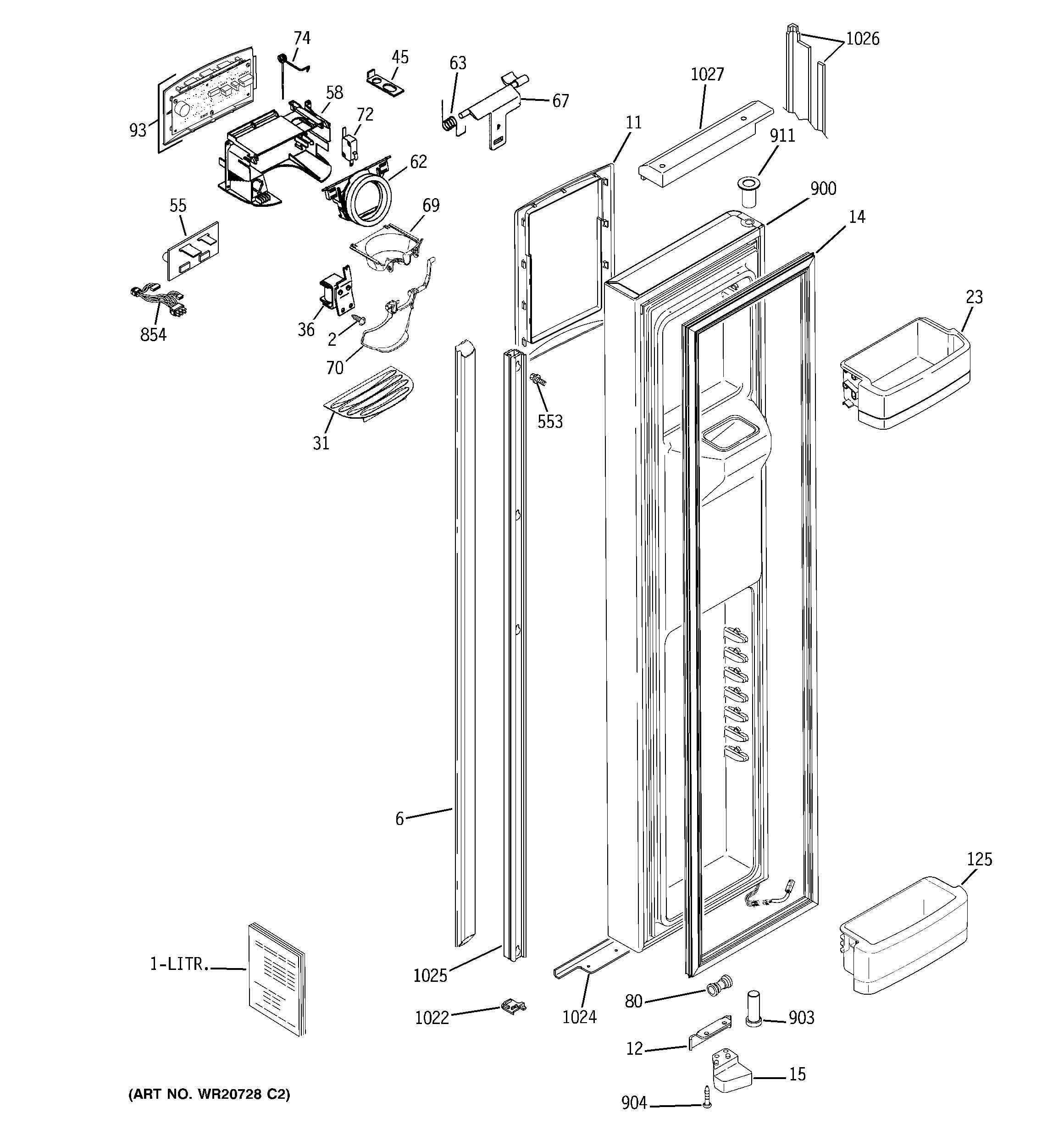 GE GIE21LGYBFKB freezer door diagram