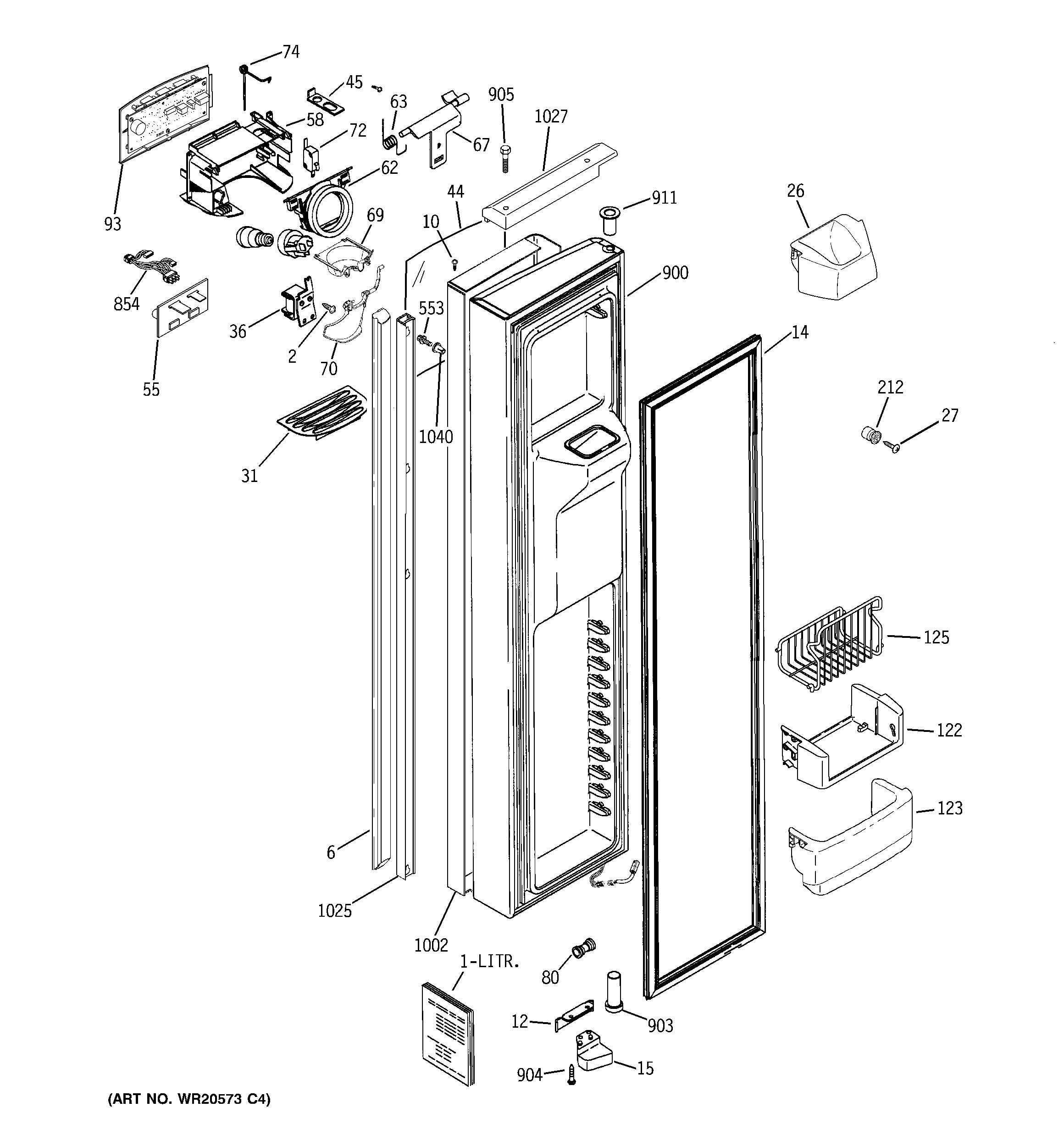 GE PJU25YGXAFSV freezer door diagram